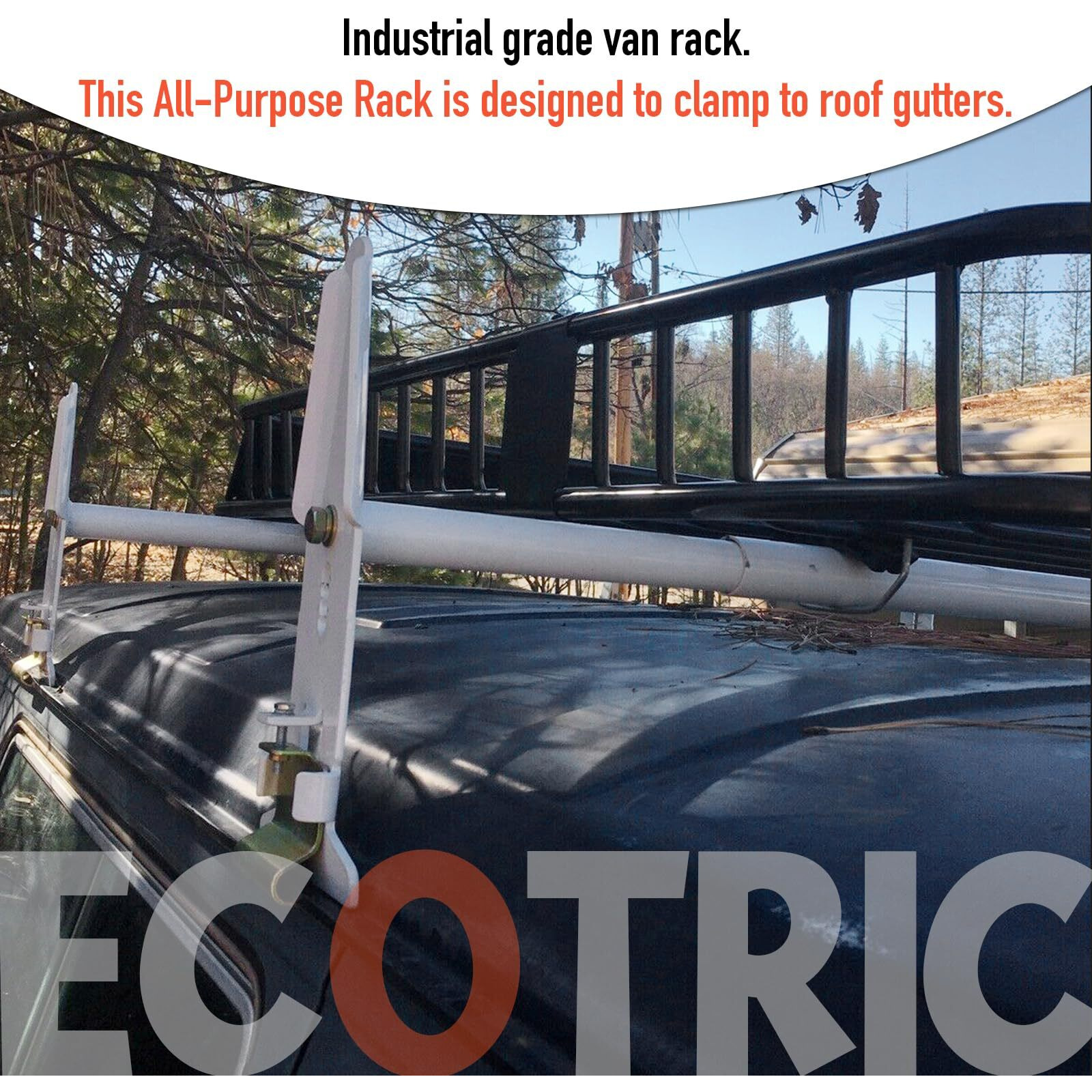 Ecotric 77"" Adjustable Van Roof Ladder Racks 500Lbs 2 Bars For Chevy Dodge Ford Gmc Express
