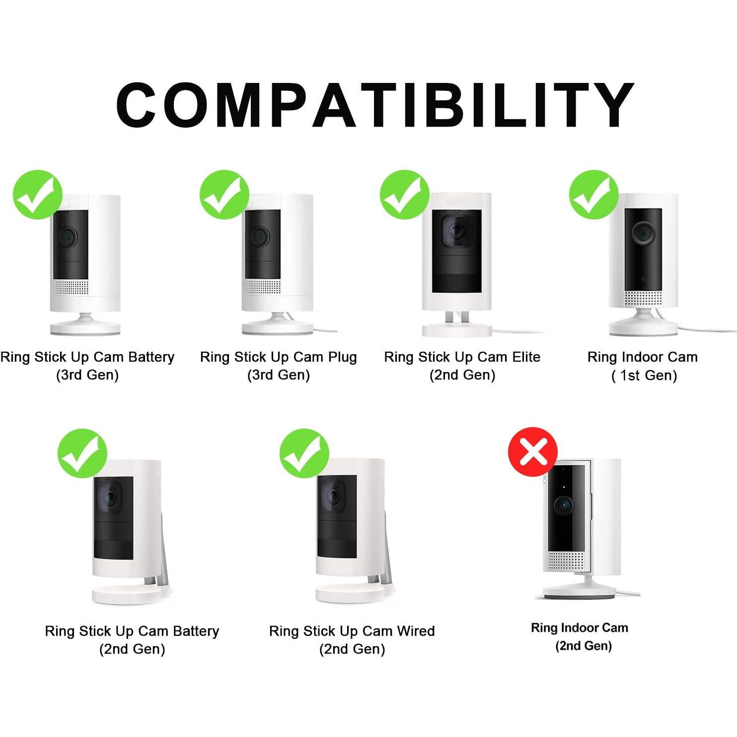 Szaoyu 2Pack Flexible Clamp Mount Compatible With Ring Mount Stick Up Cam & Indoor Cam (1St Gen), Flexible Gooseneck Mounting Bracket No Tools Or Wall Damage Required