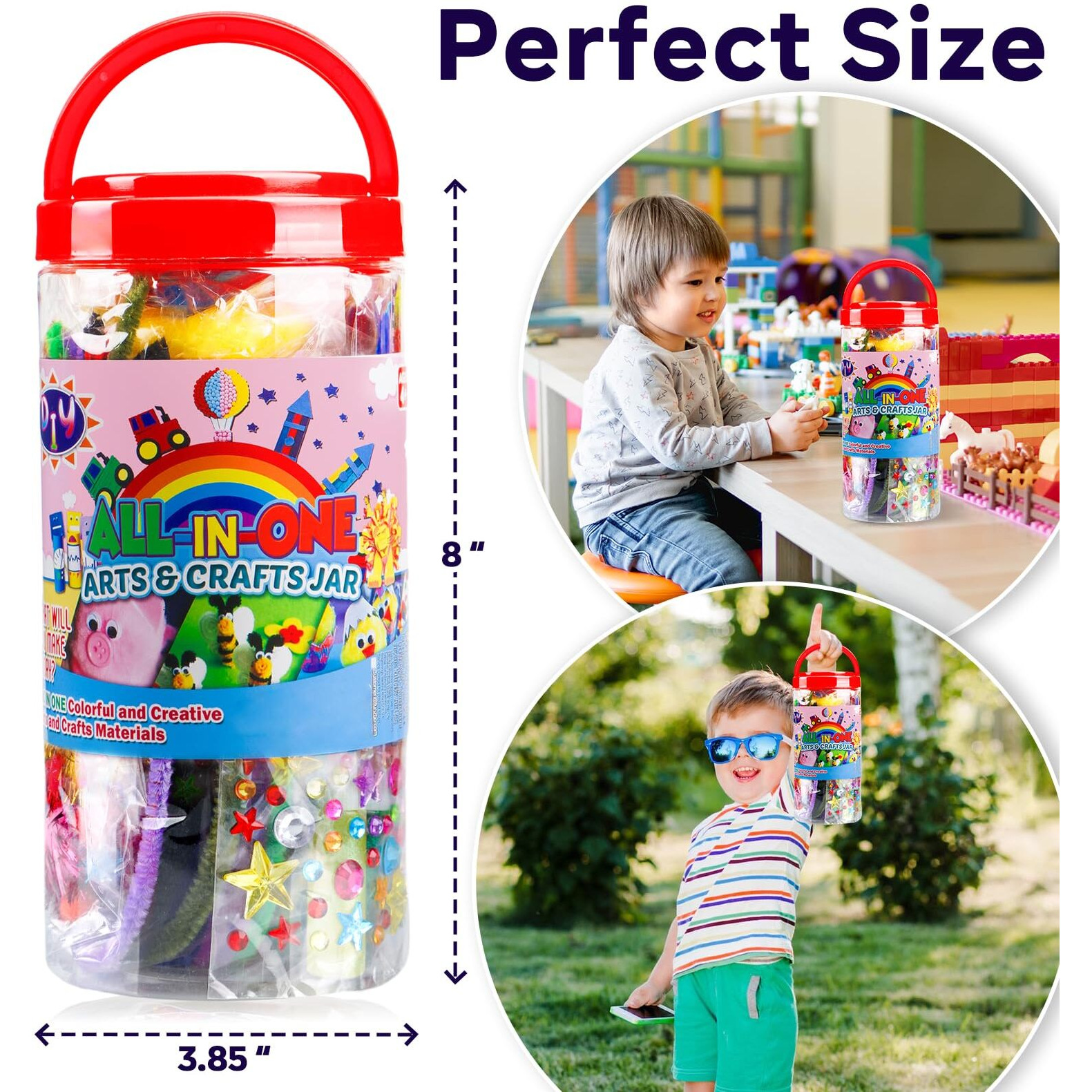 Funzbo Arts And Crafts Supplies For Kids - Craft Kit With Glitter Glue Stick, Valentine Pipe Cleaners Craft & Craft Tools, Diy School Supplies Kit, Girls Toys, Gifts For Girls And Boys Age 4+