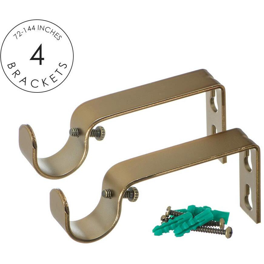 Ivilon Drapery Window Curtain Rod - End Cap Style Design 1 Inch Pole. 72 To 144 Inch Color Warm Gold