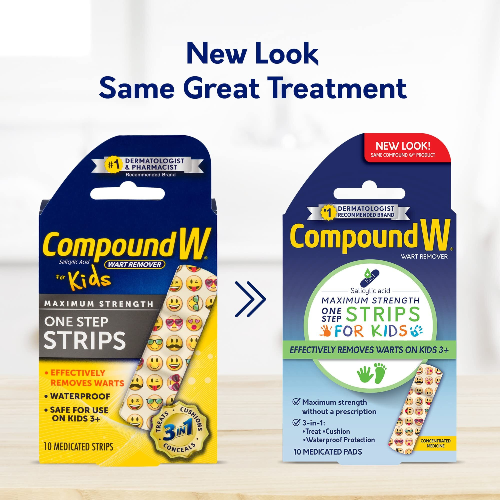 Compound W One Step Wart Remover Strips For Kids, 10 Medicated Strips