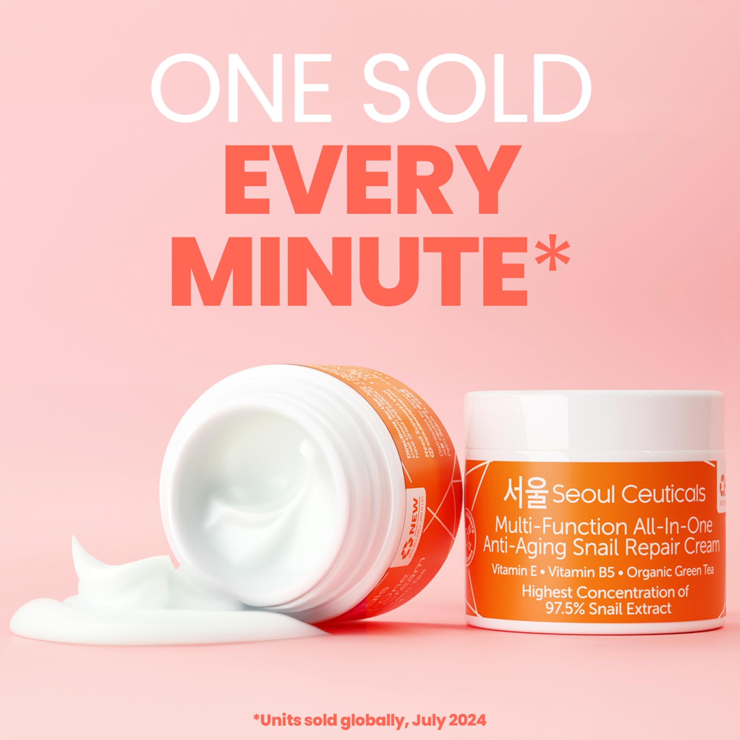 Seoulceuticals Korean Skin Care 97.5% Snail Mucin Moisturizer Cream - K Beauty Skincare Day & Night Snail Repair Cream Filtrate Cruelty Free 2Oz