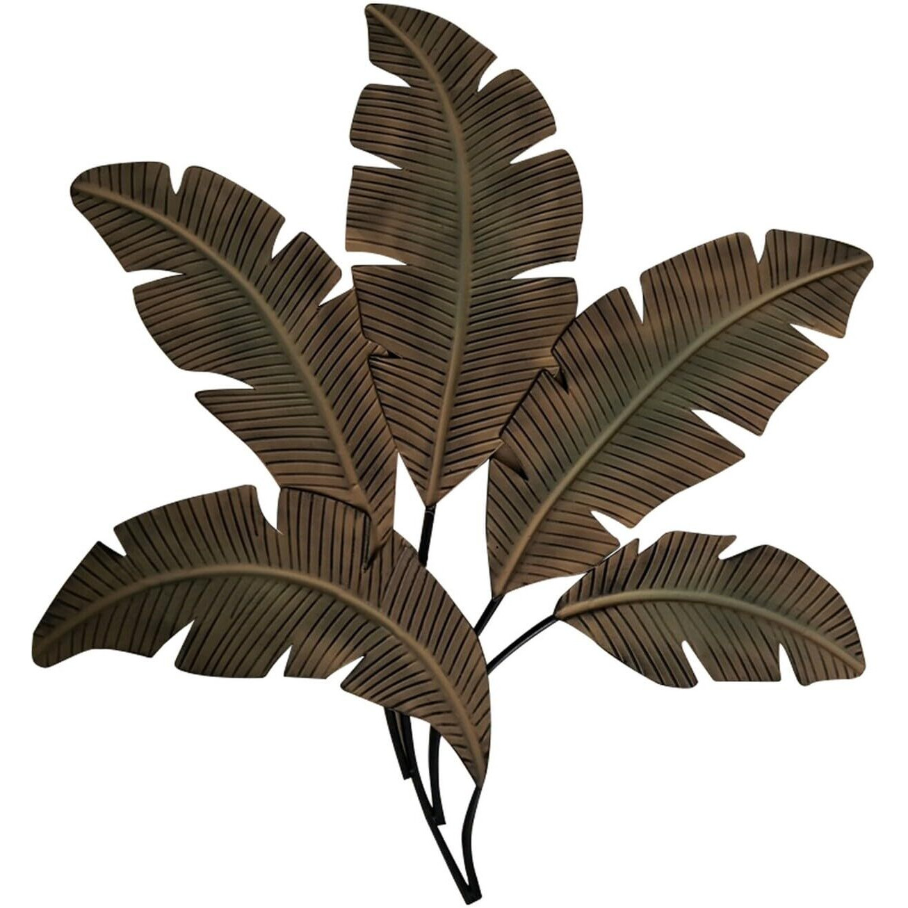 Benzara Bm07982 Metal Wall D  Cor/Palm Leave, Lime Green And Brown