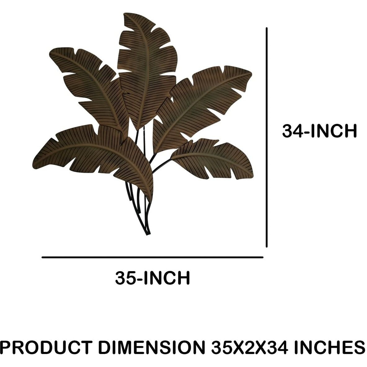 Benzara Bm07982 Metal Wall D  Cor/Palm Leave, Lime Green And Brown