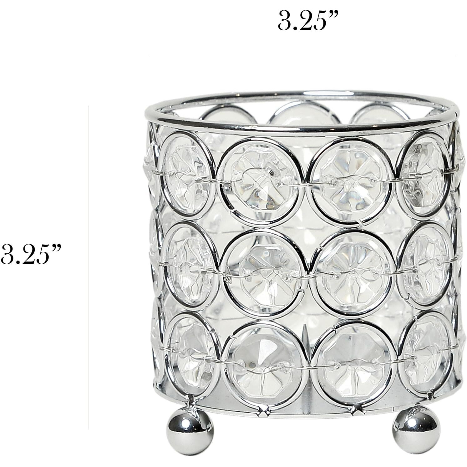 Elegant Designs Hg1000-Chr Elipse Mini Crystal Decorative Flower Vase, Candle Holder, Wedding Centerpiece, 3.25 Inch, Chrome