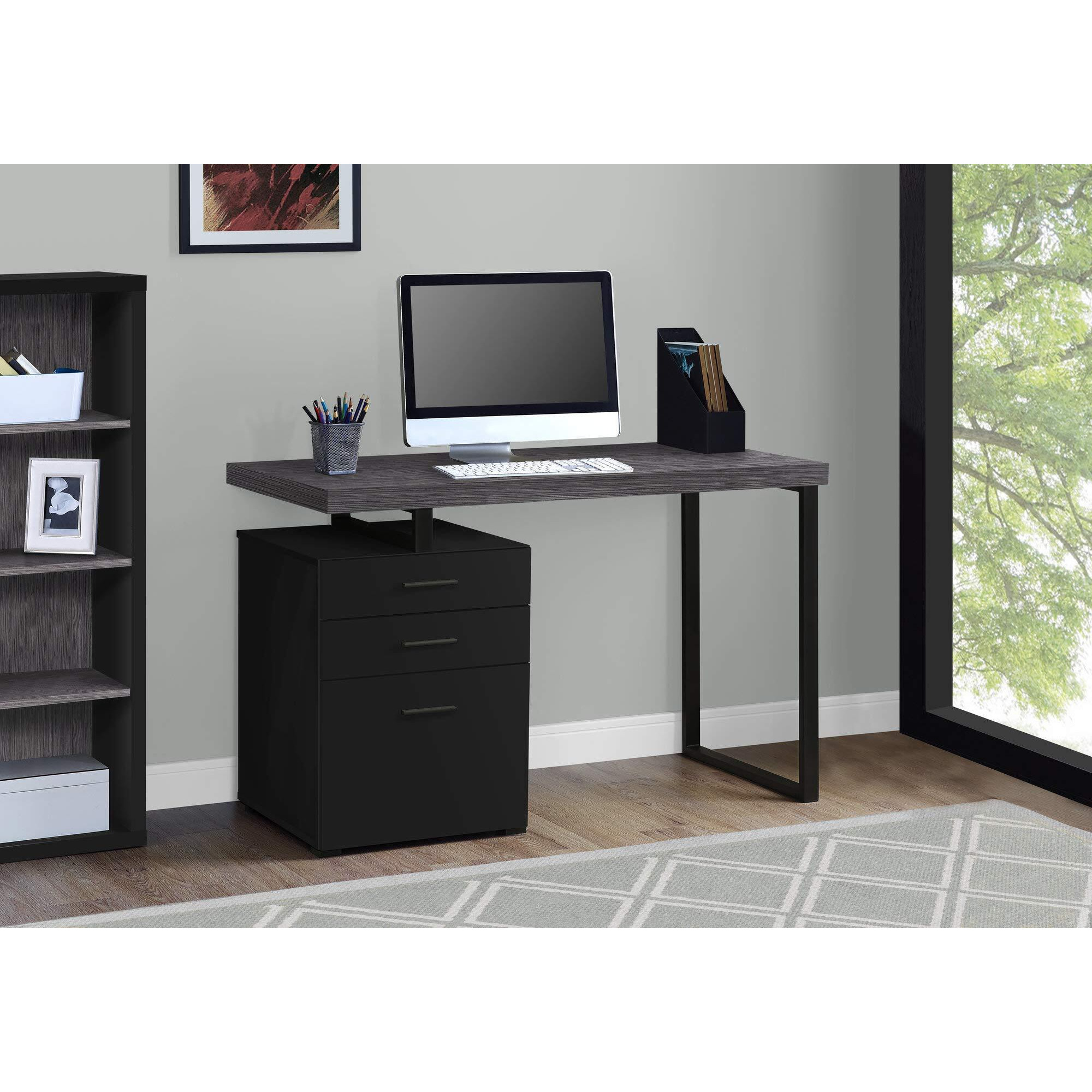 Monarch Specialties Computer Desk With File Cabinet - Lef Or Right Set- Up - 48"&quotL (Black - Grey Top)