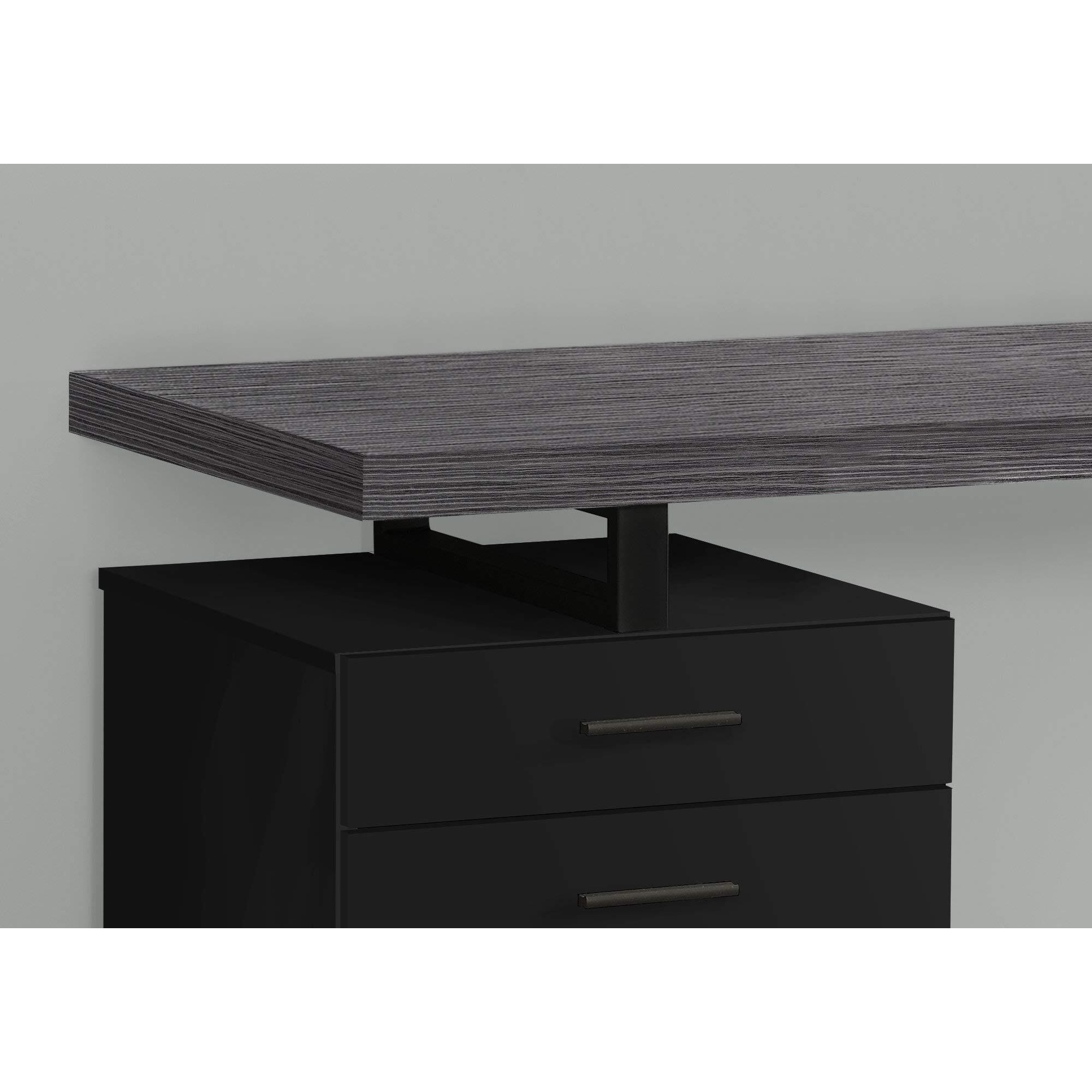 Monarch Specialties Computer Desk With File Cabinet - Lef Or Right Set- Up - 48"&quotL (Black - Grey Top)