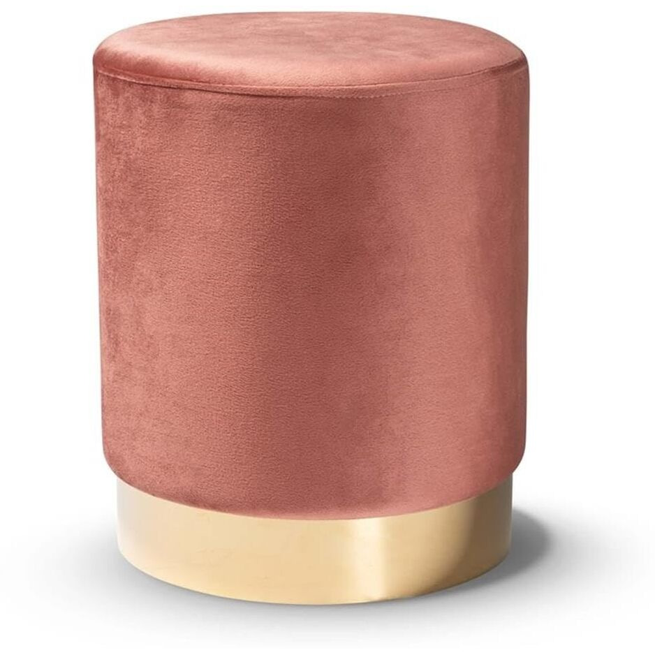 Baxton Studio Chaela Contemporary Glam And Luxe Blush Pink Velvet Fabric Upholstered And Gold Finished Metal Ottoman