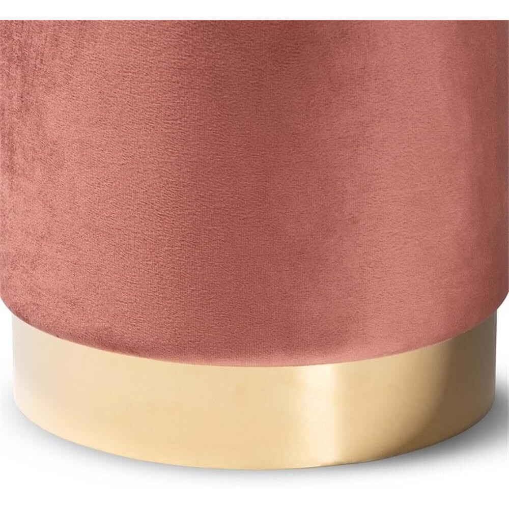 Baxton Studio Chaela Contemporary Glam And Luxe Blush Pink Velvet Fabric Upholstered And Gold Finished Metal Ottoman