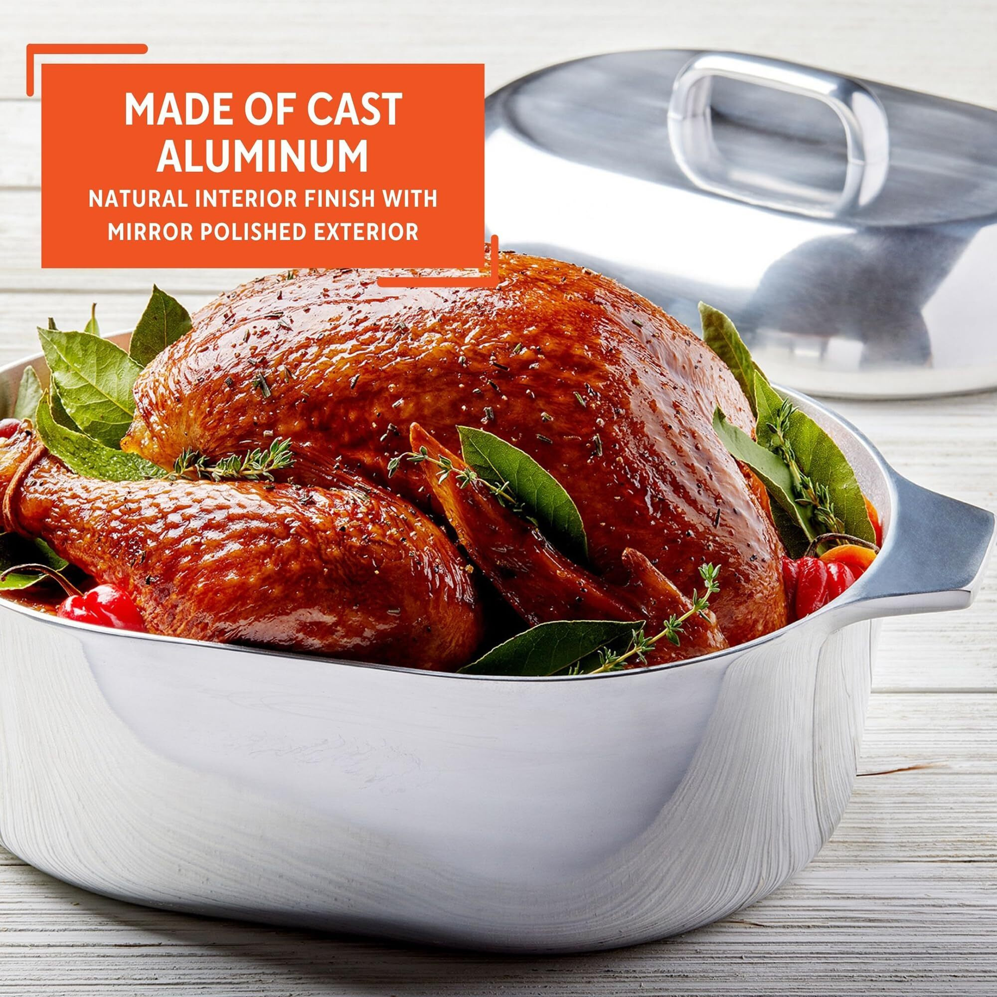 Imusa 13In H. Cajun Cast Aluminum Oval Roaster With Lid