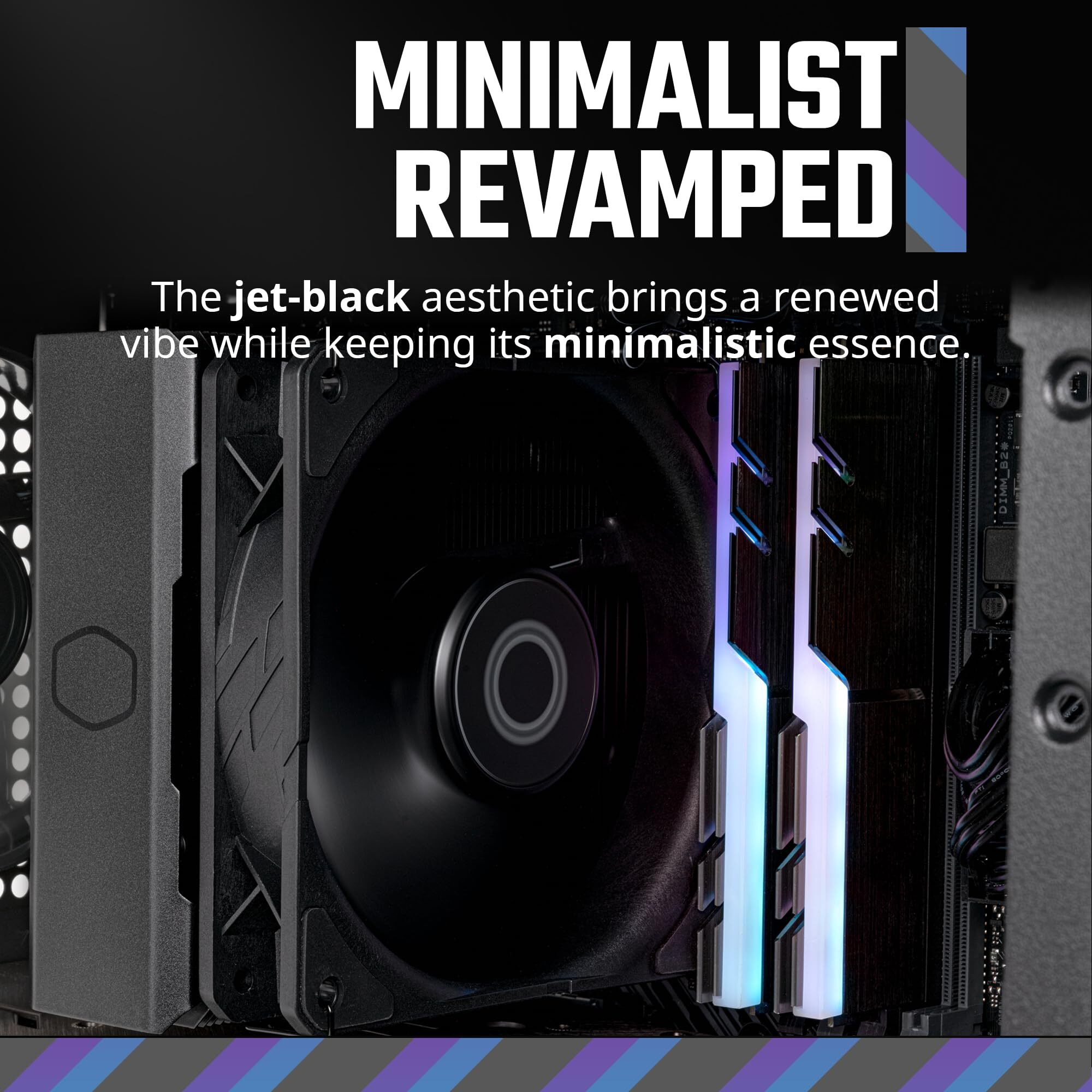 Cooler Master Hyper 212 Black Cpu Air Cooler, Sickleflow 120 Edge Pwm Fan, Aluminum Top Cover, 4 Copper Heat Pipes, 152Mm Tall, Amd Ryzen Am5/Am4, Intel Lga 1851/1700/1200 Brackets