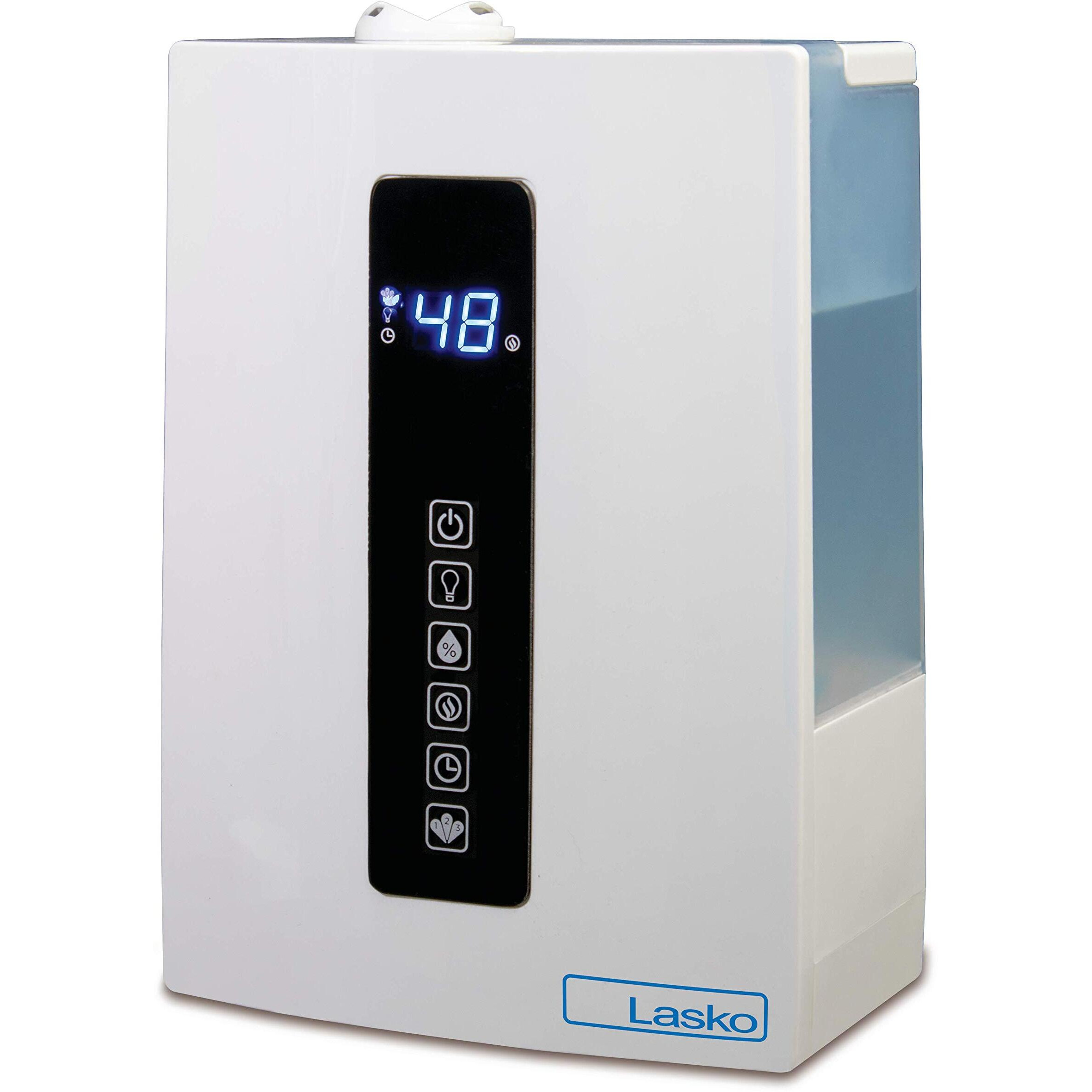 Lasko Uh300 Warm And Cool Mist Humidifier With Humidistat And Timer, Quiet, Soothing Ultrasonic Dual Mist Humidifiers For Baby Nursery, Bedroom, Kids, Large Room And Home, 4.9L Tank, No Filter
