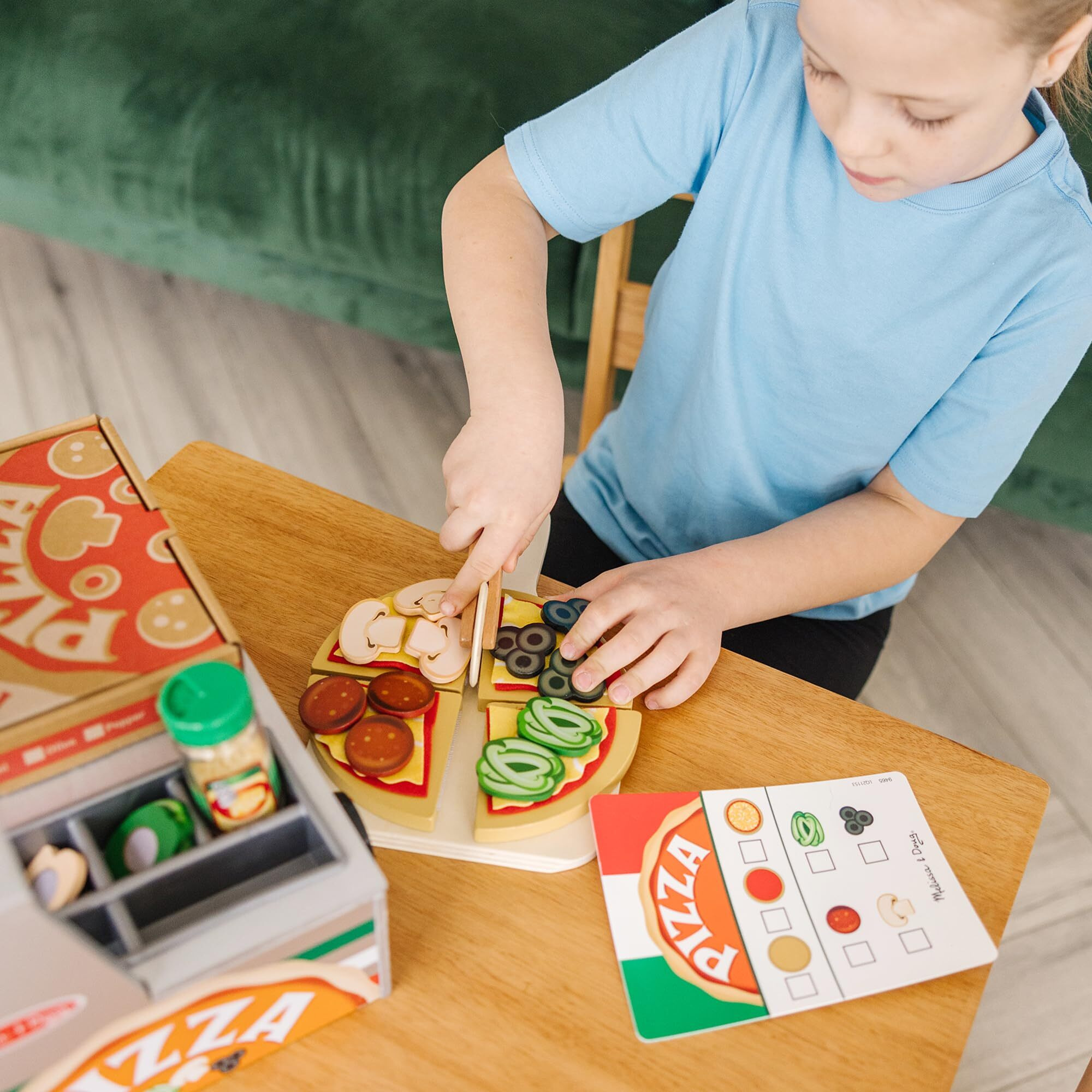 Melissa & Doug Top & Bake Wooden Pizza Counter Play Set With Play Food (41 Pcs) Preschool Toy Pizza, Wooden Food Set, Pretend Sets For Kids Ages 3+ - Fsc-Certified