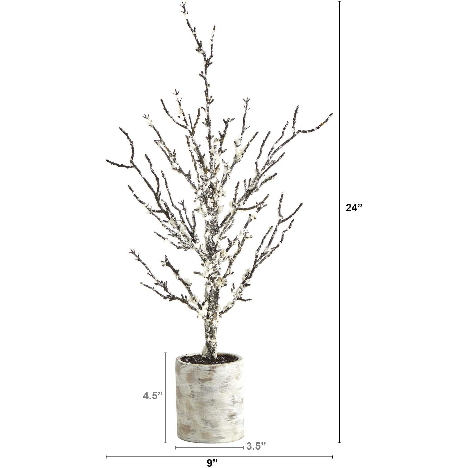 Nearly Natural 24In. Snowed Twig Artificial Tree In Decorative Planter
