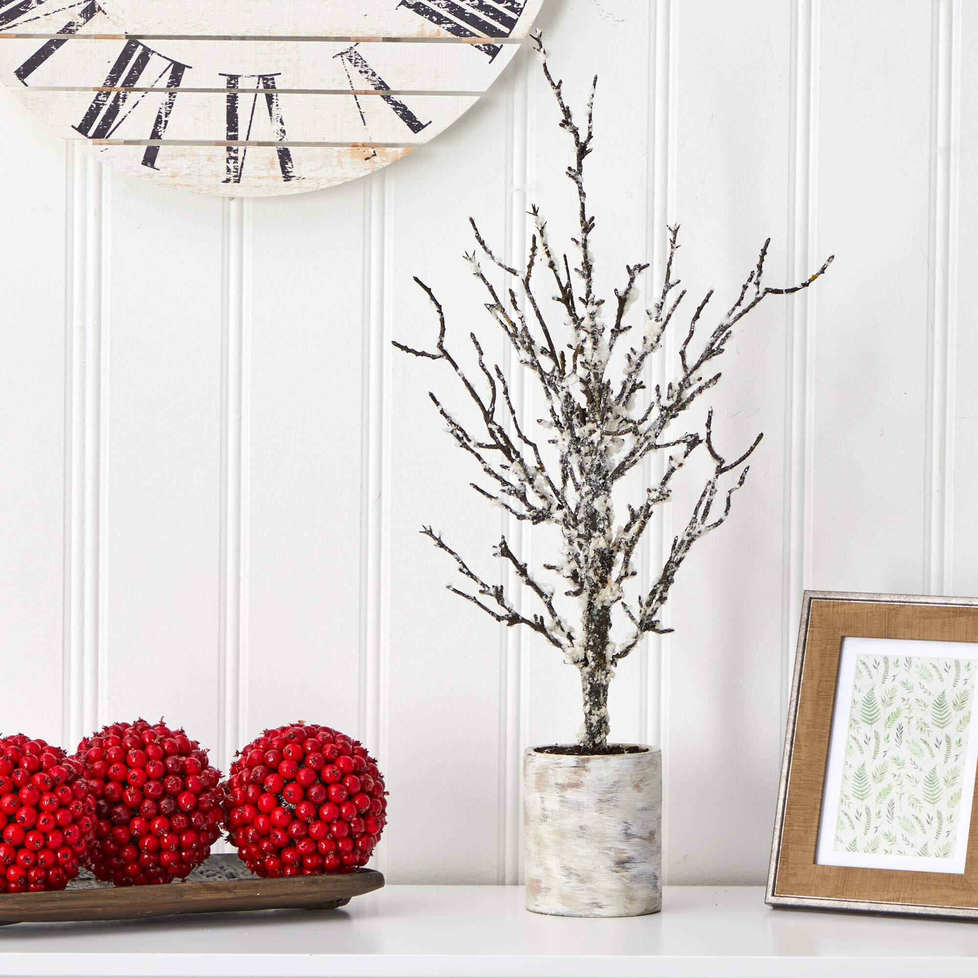 Nearly Natural 24In. Snowed Twig Artificial Tree In Decorative Planter
