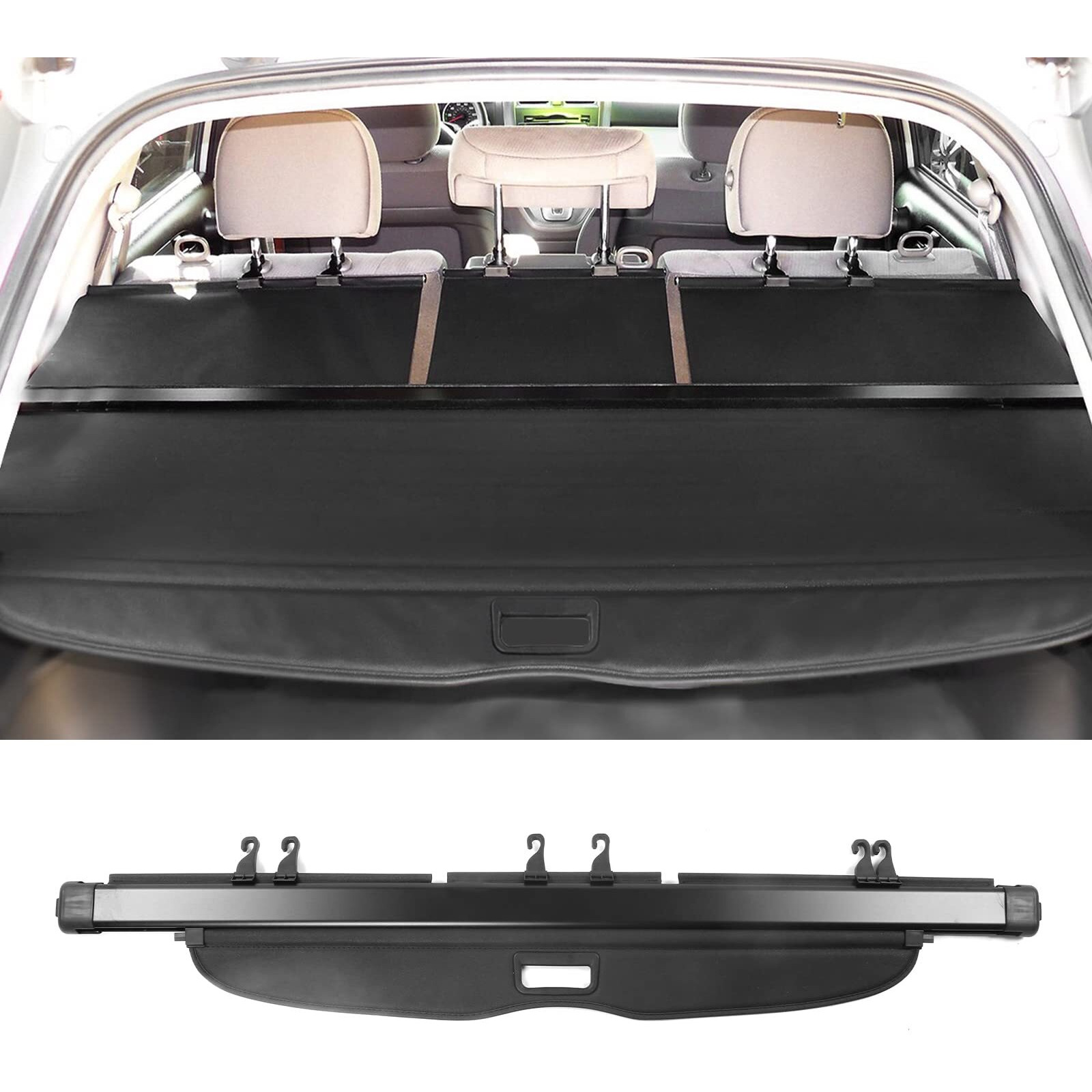 Ikon Motorsports Cargo Cover, Compatible With 2007-2011 Honda Cr-V, Factory Style Black Retractable Rear Security Trunk Cover Privacy Shield