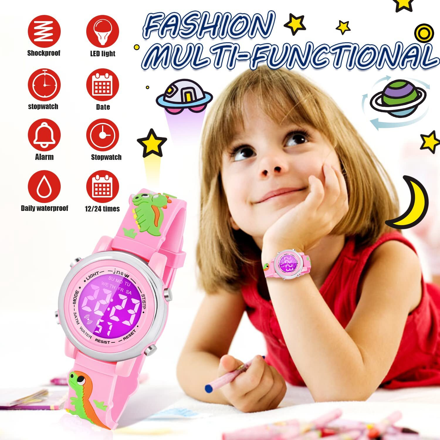Viposoon Girls Gifts Age 3 4 5 6, Girls Watches Ages 3-8 Educational Toys For 3+ Year Old Girls Valentine's Day Gifts For Children Stocking Stuffers For Toddlers 3-8 Years