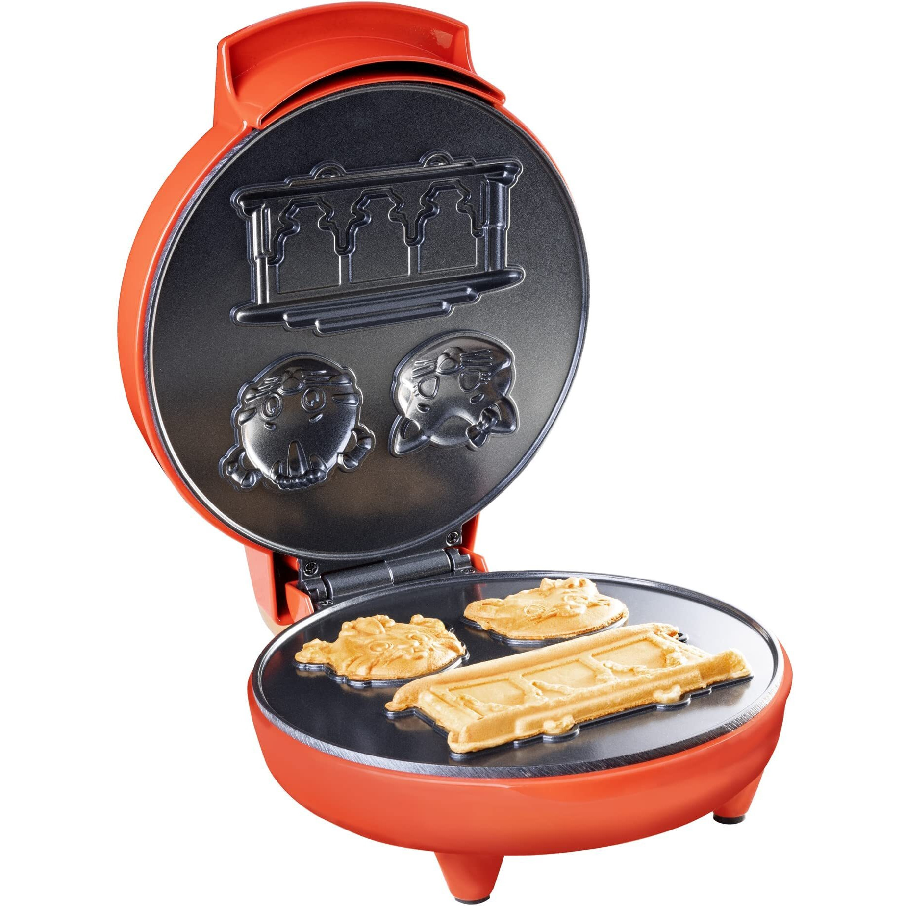 Daniel Tiger Neighborhood Waffle Maker Iron- Electric Nonstick Waffler Feat. 3D Mini Character Shaped Waffles Pancakes- Daniel Tiger, Katerina Kitty Cat & Trolley- Fun Breakfast For Kids - Great Gift