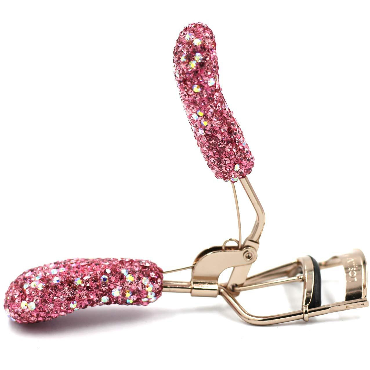 Bestbling Bling Makeup Eyelash Curler With Refill Silicone Pressure Pads And Spring Loaded For No Pinching Or Pulling (Pink)