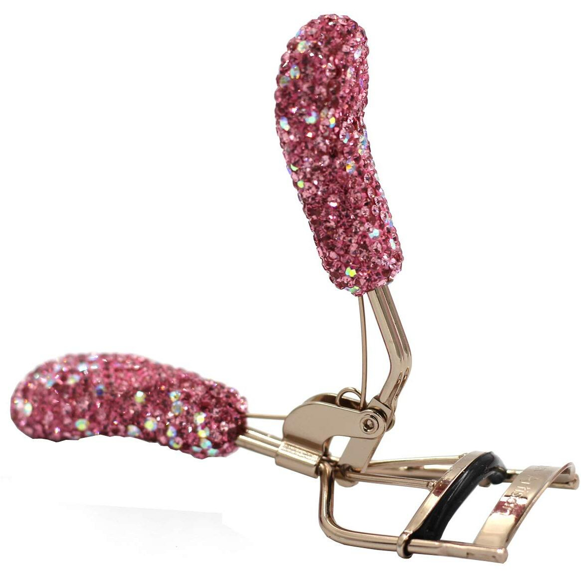 Bestbling Bling Makeup Eyelash Curler With Refill Silicone Pressure Pads And Spring Loaded For No Pinching Or Pulling (Pink)