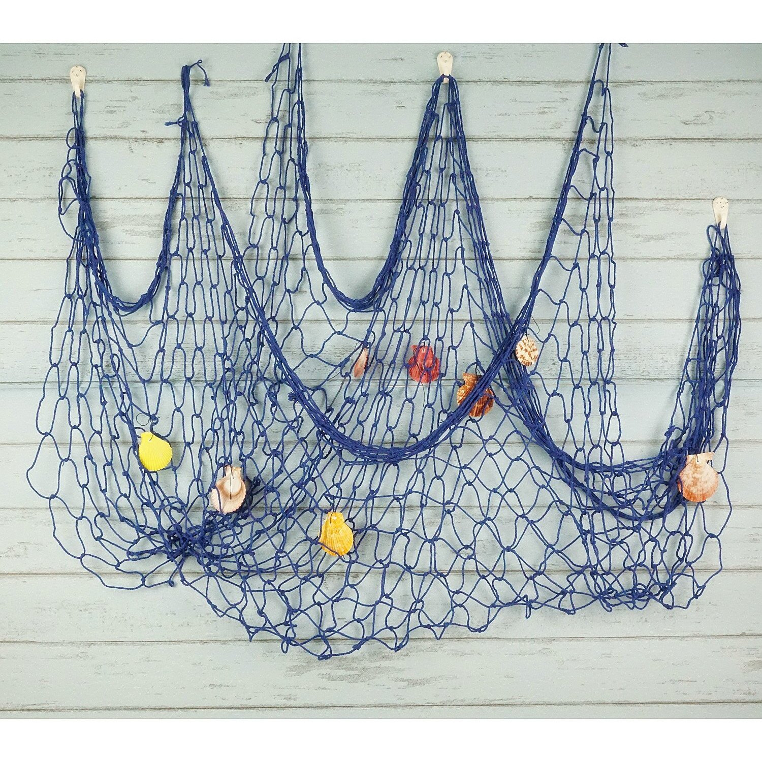 Bilipala Mediterranean Fishing Net Decoration, Fish Netting With Seashell Decor, Nautical Party Decorations, Blue