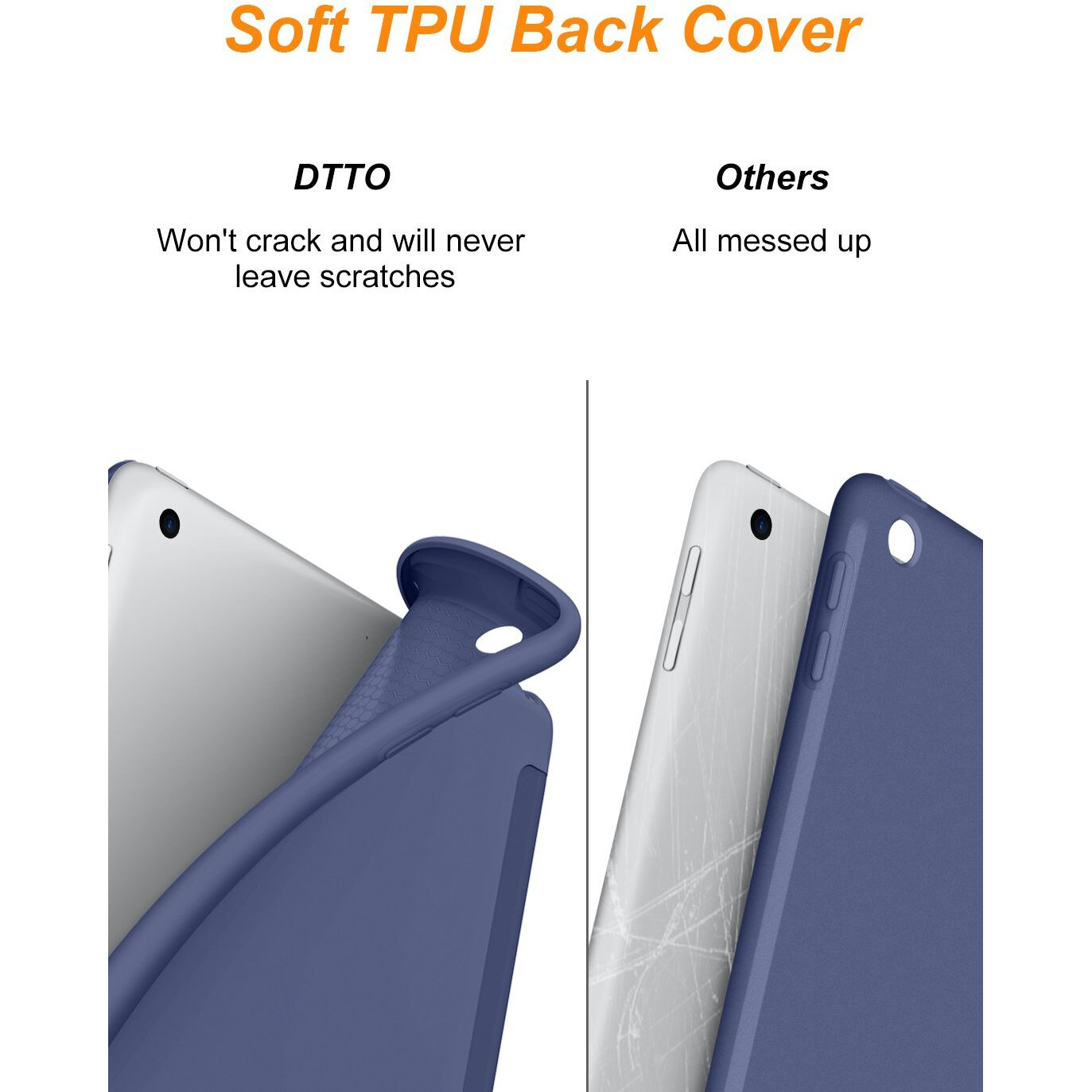 Dtto For Ipad 9.7 Case 2018 Ipad 6Th Generation Case / 2017 Ipad 5Th Generation Case, Slim Fit Lightweight Smart Cover With Soft Tpu Back Case For Ipad 9.7 2018/2017 [Auto Sleep/Wake] - Navy Blue