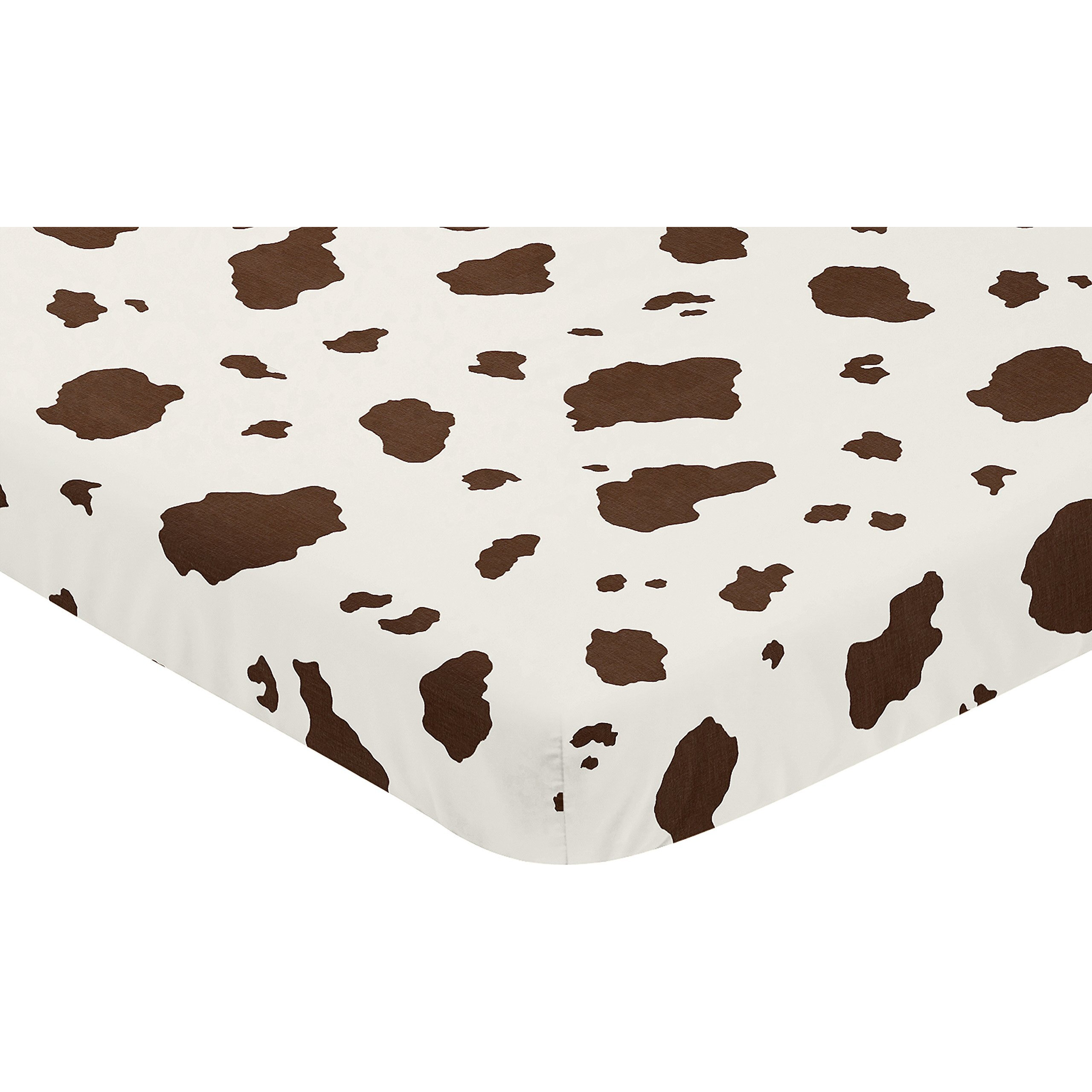 Sweet Jojo Designs Brown Cow Print Baby Boy Fitted Mini Portable Crib Sheet For Western Wild West Collection - For Mini Crib Or Pack And Play Only