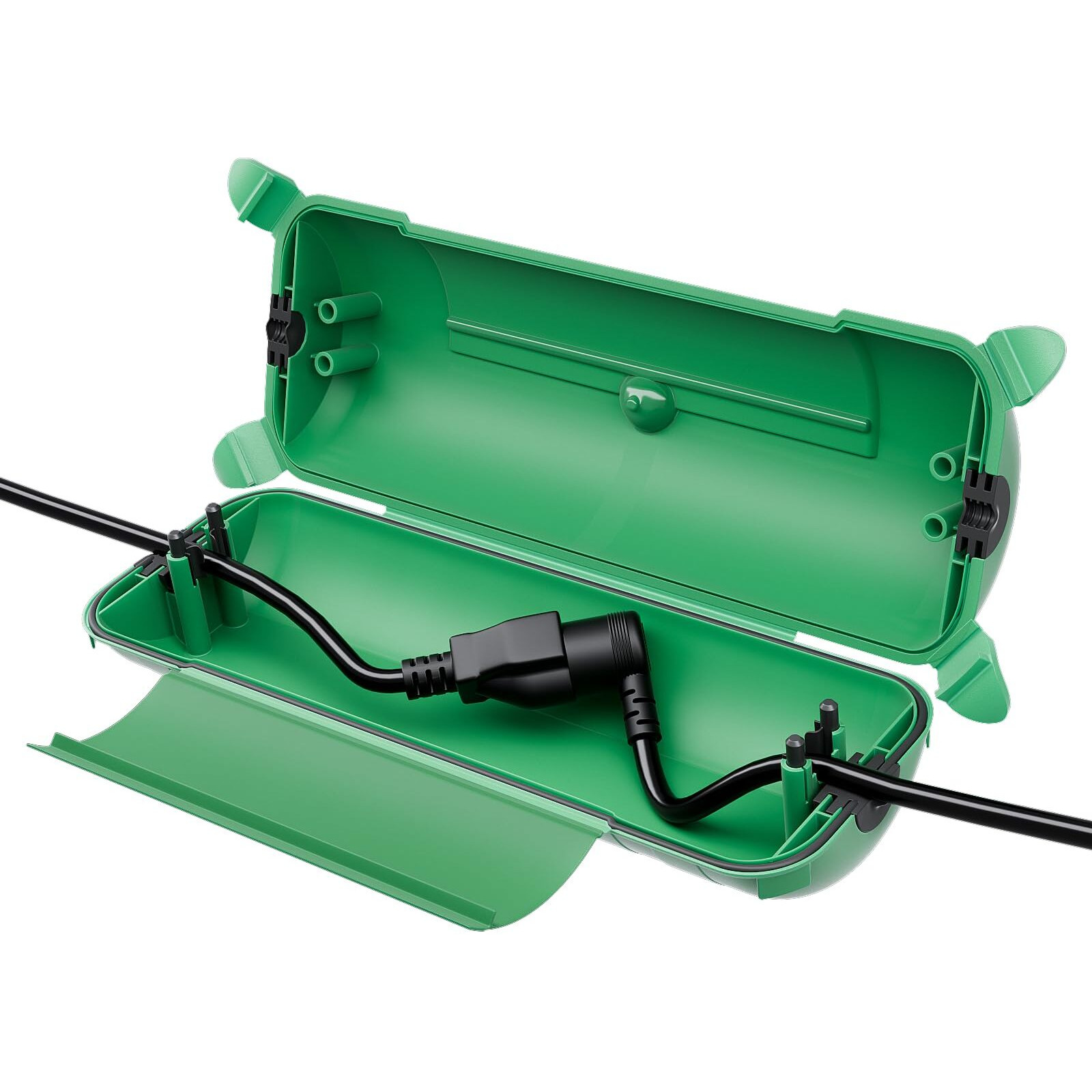 Flemoon Outdoor Extension Cord Safety Cover With Large Housing And Ip44 Waterproof Seal, Weatherproof Electrical Box For Outdoor Plugs And Power Cable Connections, Green
