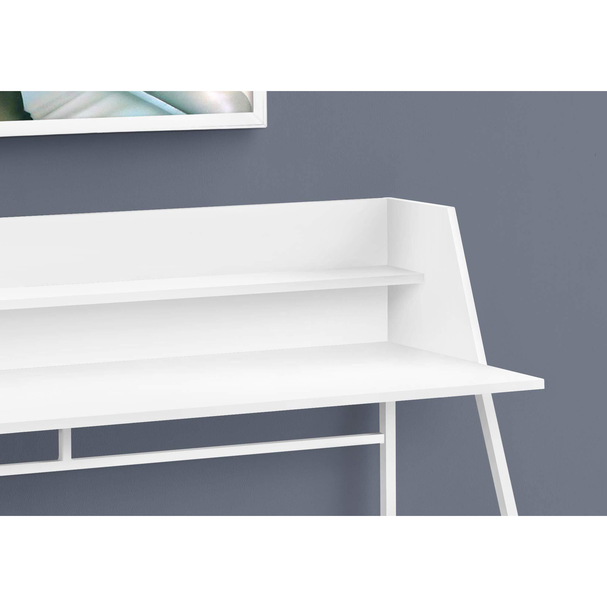 Monarch Specialties I 7545 Computer Desk, Home Office, Laptop, Storage Shelves, 48"" L, Work, Metal, Laminate, White, Contemporary, Modern