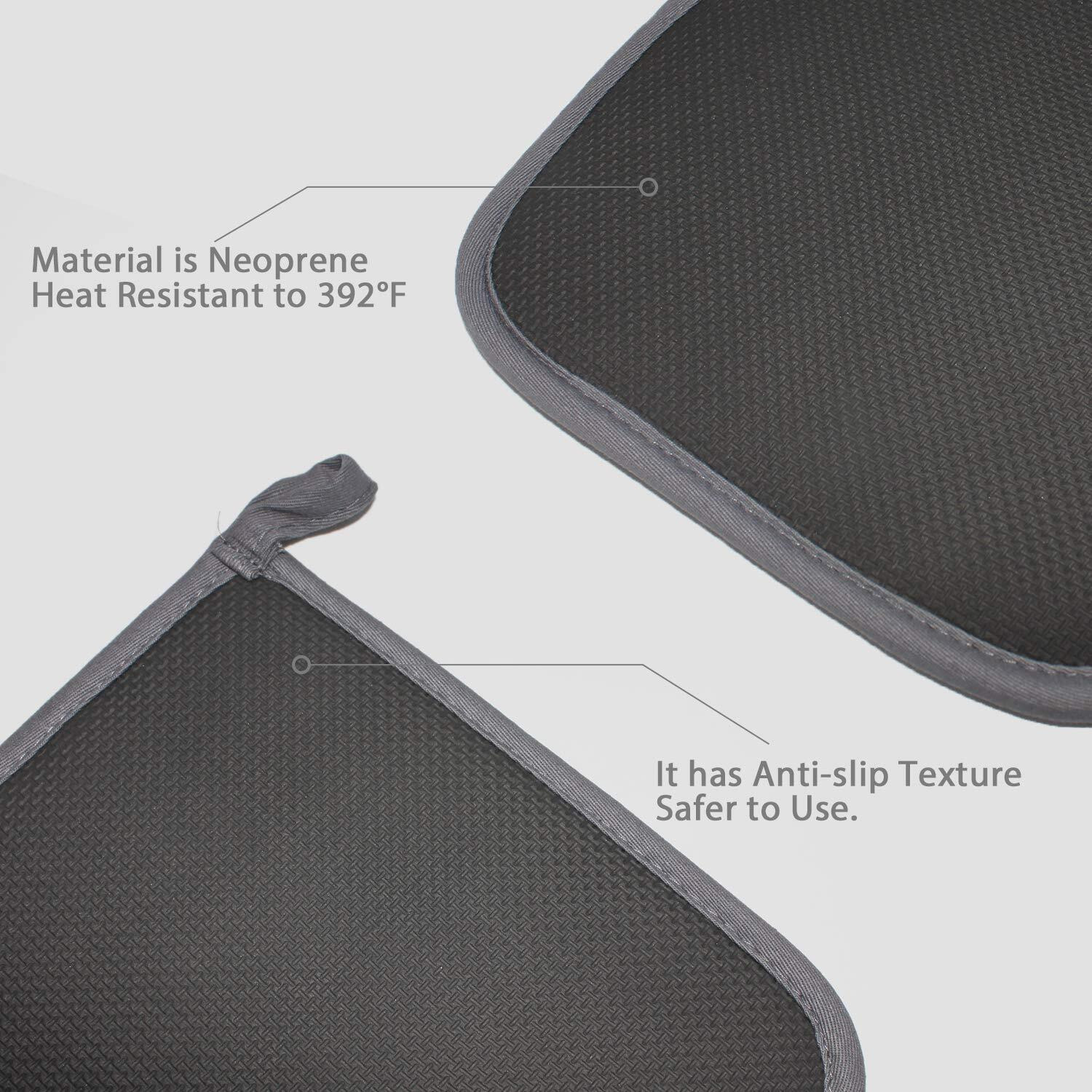 Yekoo 2 Pcs Gray Pot Holders Sets For Kitchen Heat Resistant Oven Hot Pads With Pockets Non Slip Soft Grip Potholders For Baking Cooking 8"&quotX8.5""