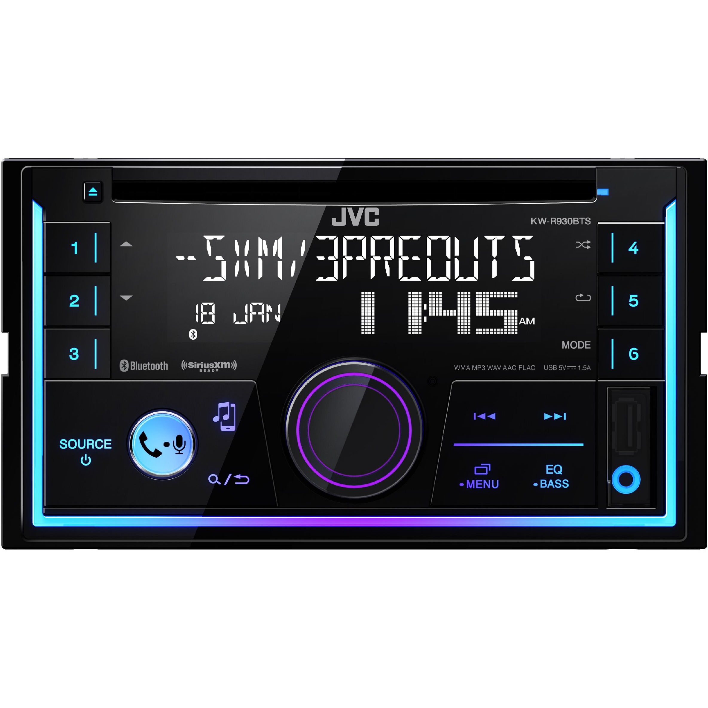 Jvc Kwr930Bt Car Stereo - Double Din, Bluetooth, Cd,Mp3/Usb Am/Fm Radio, Multi Color Illumination