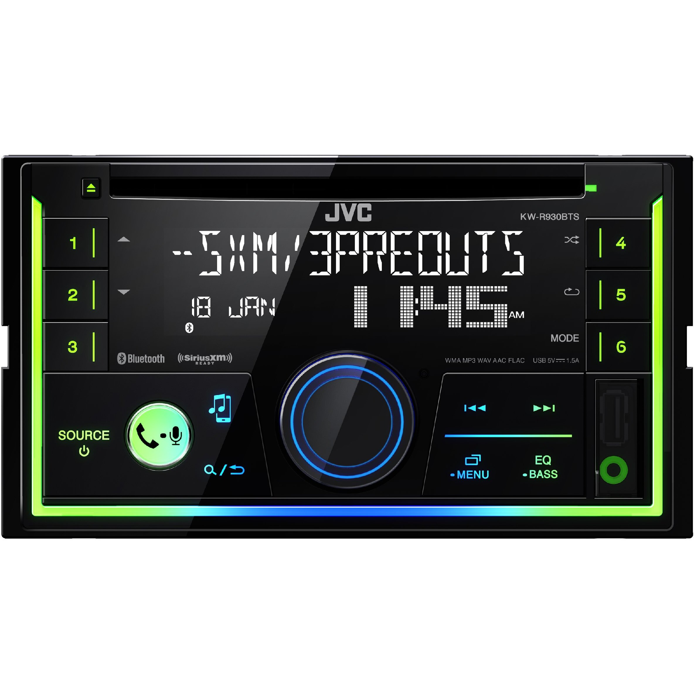 Jvc Kwr930Bt Car Stereo - Double Din, Bluetooth, Cd,Mp3/Usb Am/Fm Radio, Multi Color Illumination