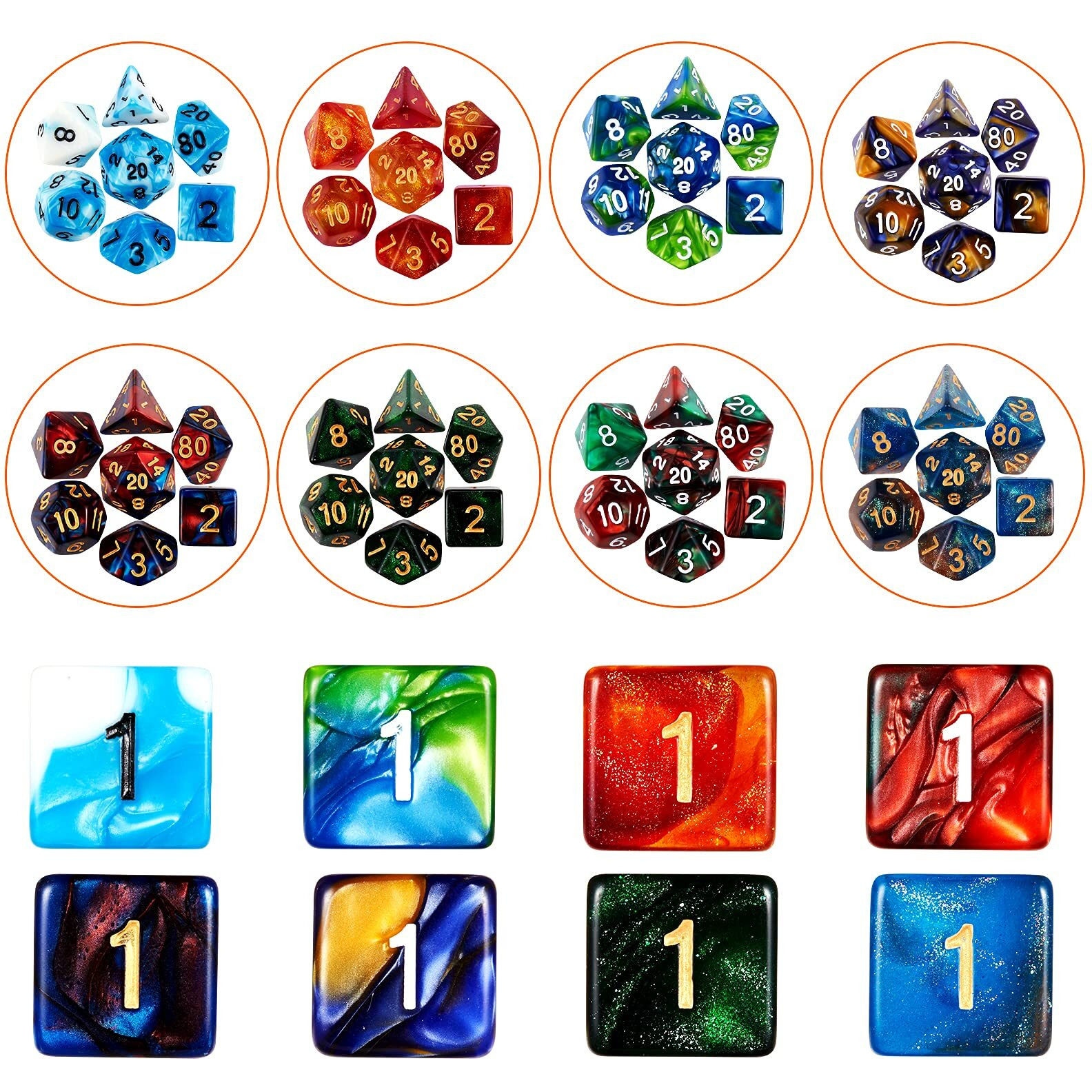 Coyeekn Dnd Dice Set, 25 X 7 (175 Pieces) Polyhedron Dice 25 Colors Dice For Dungeons And Dragons Tabletop Role-Playing Games With 1 Large Flannel Bag