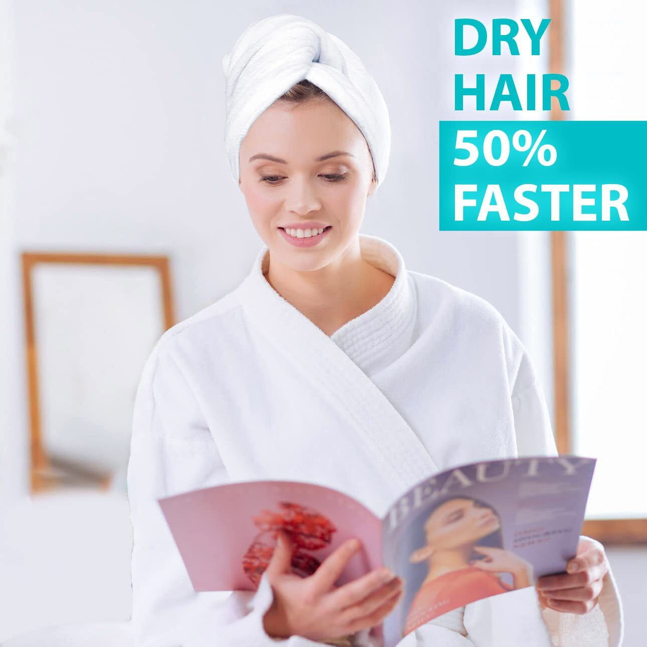 Bondi Spa Microfiber Hair Towel - Dries Hair 50% Faster - Anti-Frizz - Highly Absorbent & Super Soft - Xl (42 X 22) - Rectangle