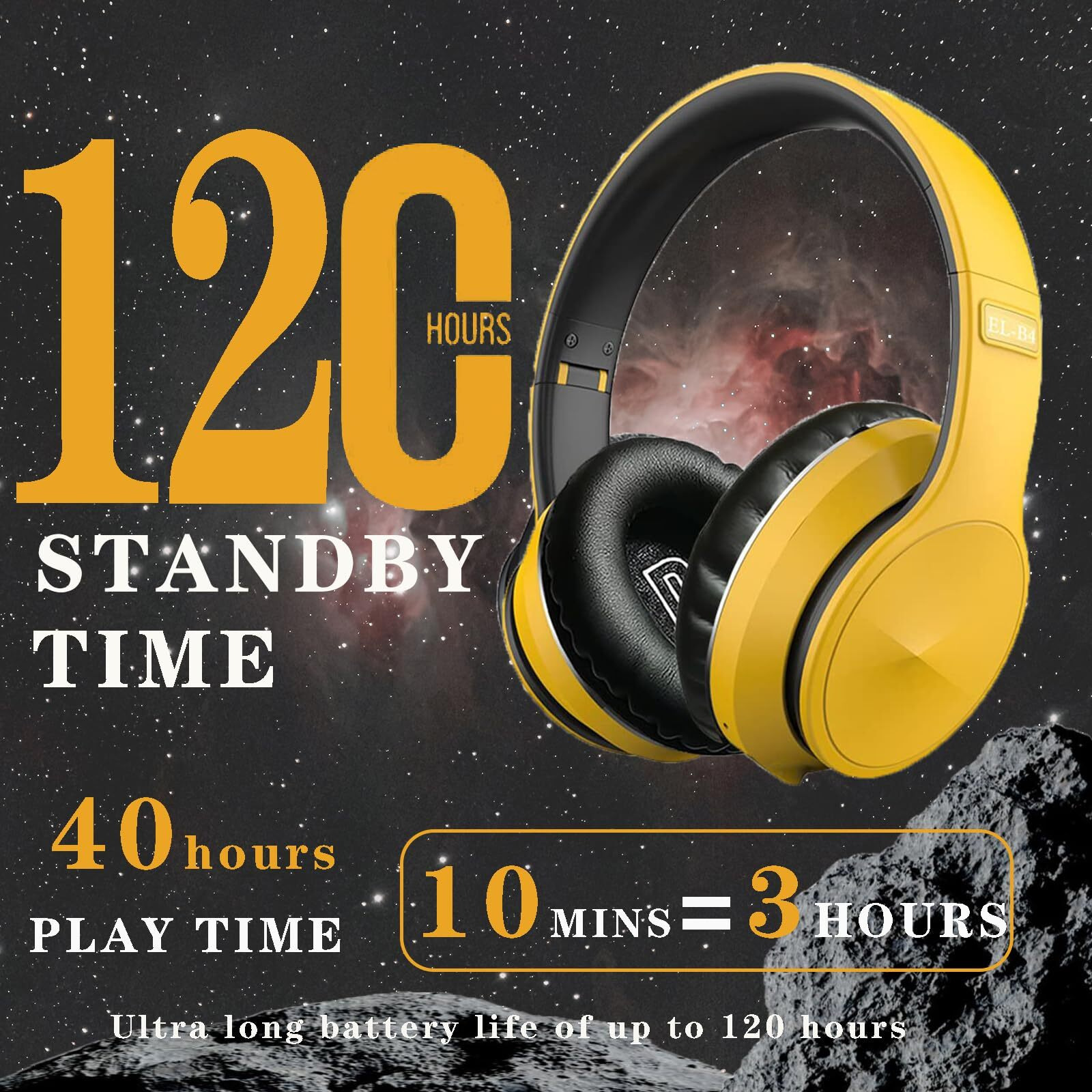 Oyealex Active Noise Cancelling Over Ear Headphone Bluetooth Wireless Headphones With Microphone Deep Bass Foldable Comfortable Headphones For Online Class, Home Office, Pc/Cell Phones/Game Yellow