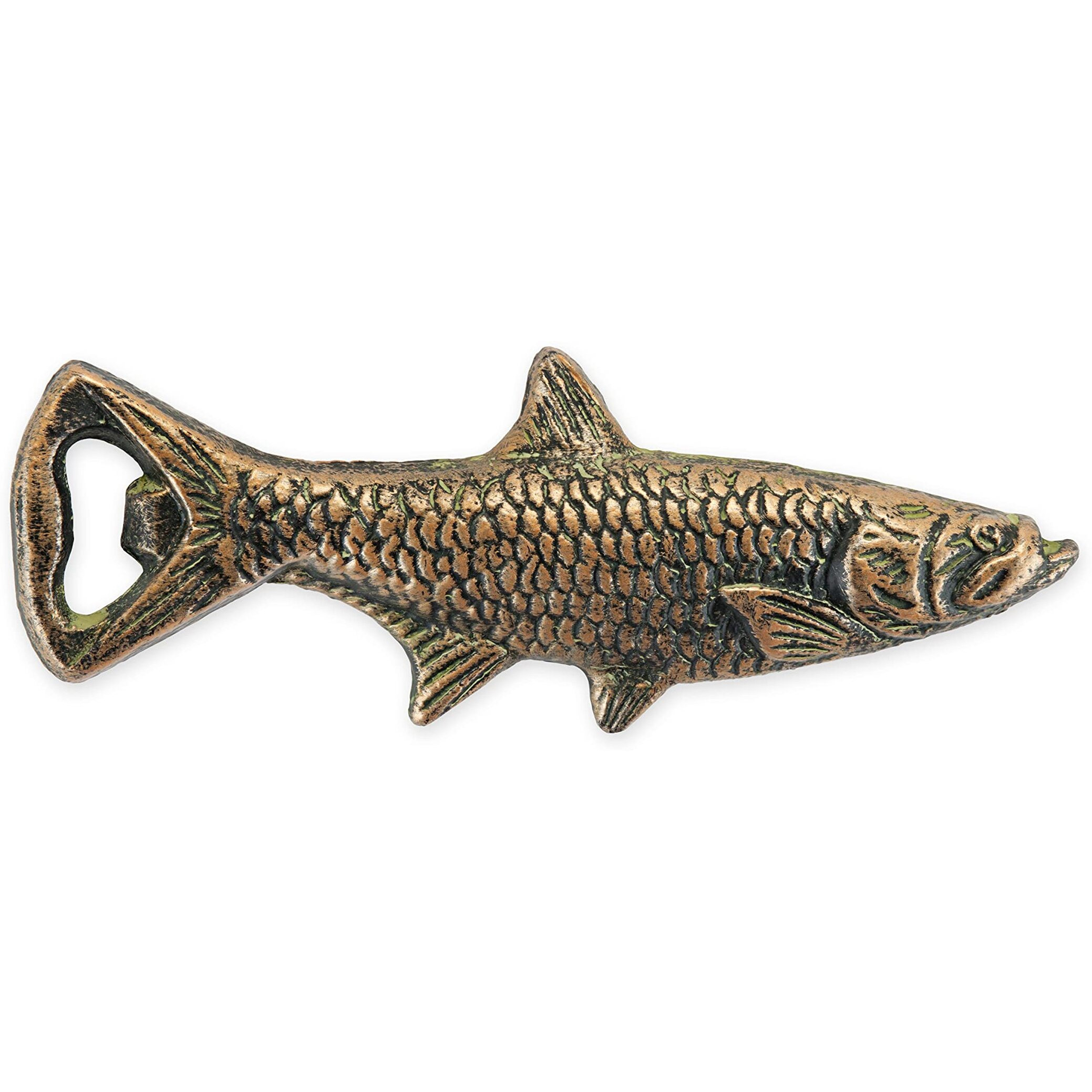 Foster & Rye Cast Iron Fish Accessories, Bar, Bottle Cap, Beer Opener, Outdoor Kitchen, Metallic