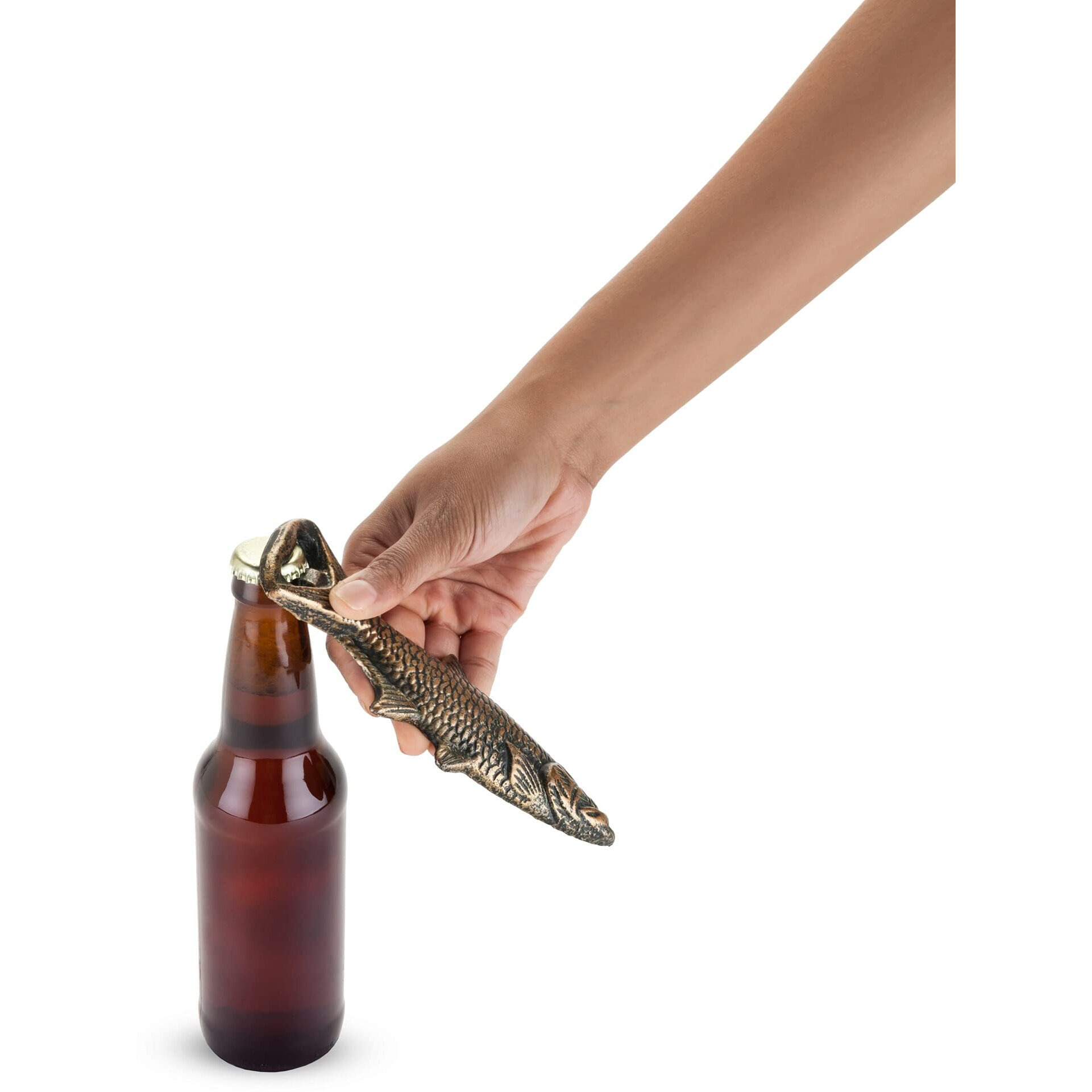 Foster & Rye Cast Iron Fish Accessories, Bar, Bottle Cap, Beer Opener, Outdoor Kitchen, Metallic