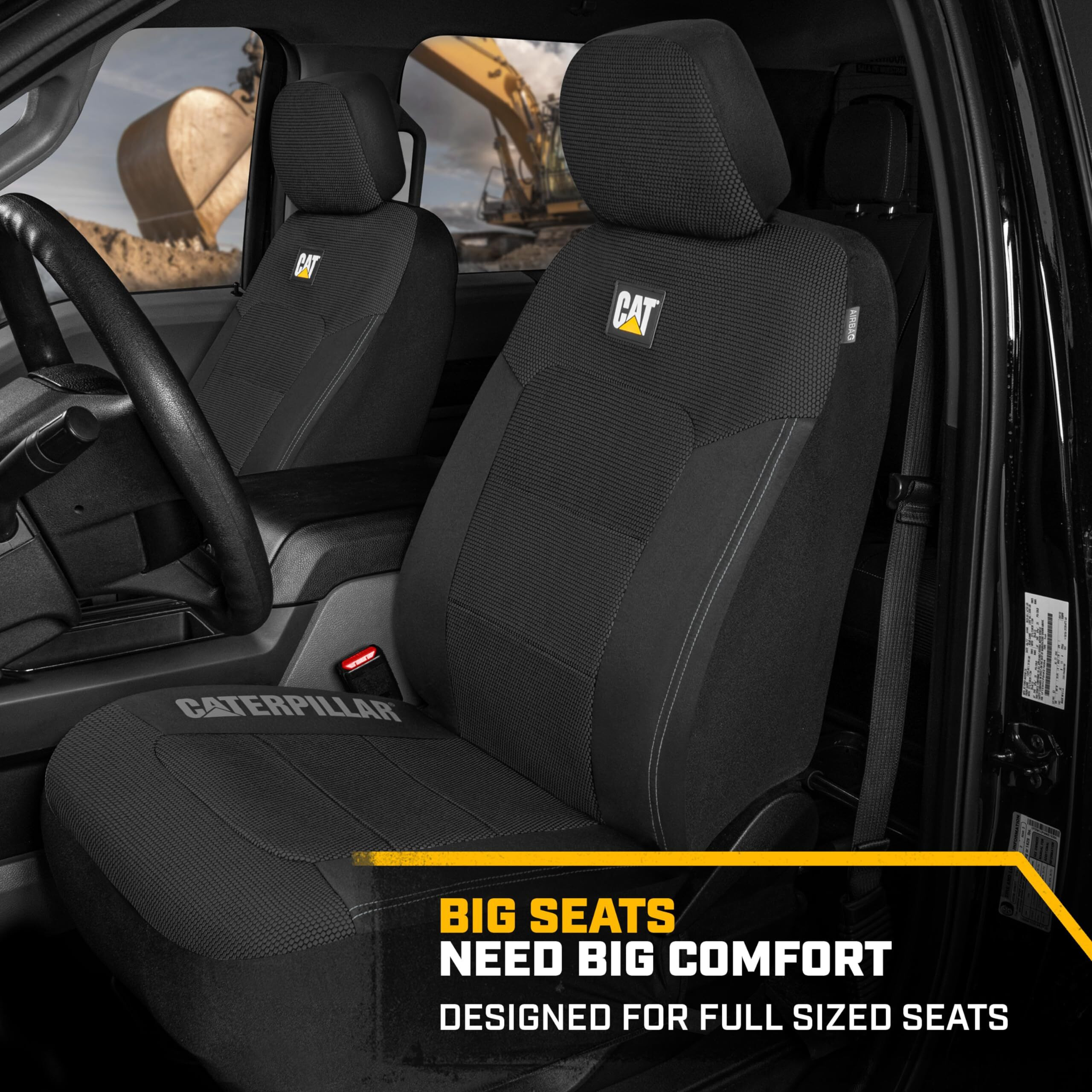 Cat Meshflex Automotive Seat Covers For Cars Trucks And Suvs (Set Of 2) - Black Car Seat Covers For Front Seats, Truck Seat Protectors With Comfortable Mesh Back, Auto Interior Covers