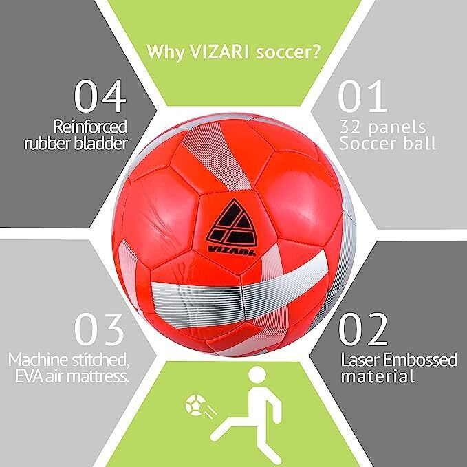 Vizari Hydra Soccer Ball For Kids & Youth | Durable All-Weather Tpu Soccer Ball With Eye-Catching Graphics | Reinforced Rubber Bladder | Ideal For Indoor & Outdoor Play (Pack Of 1, 6, 12)