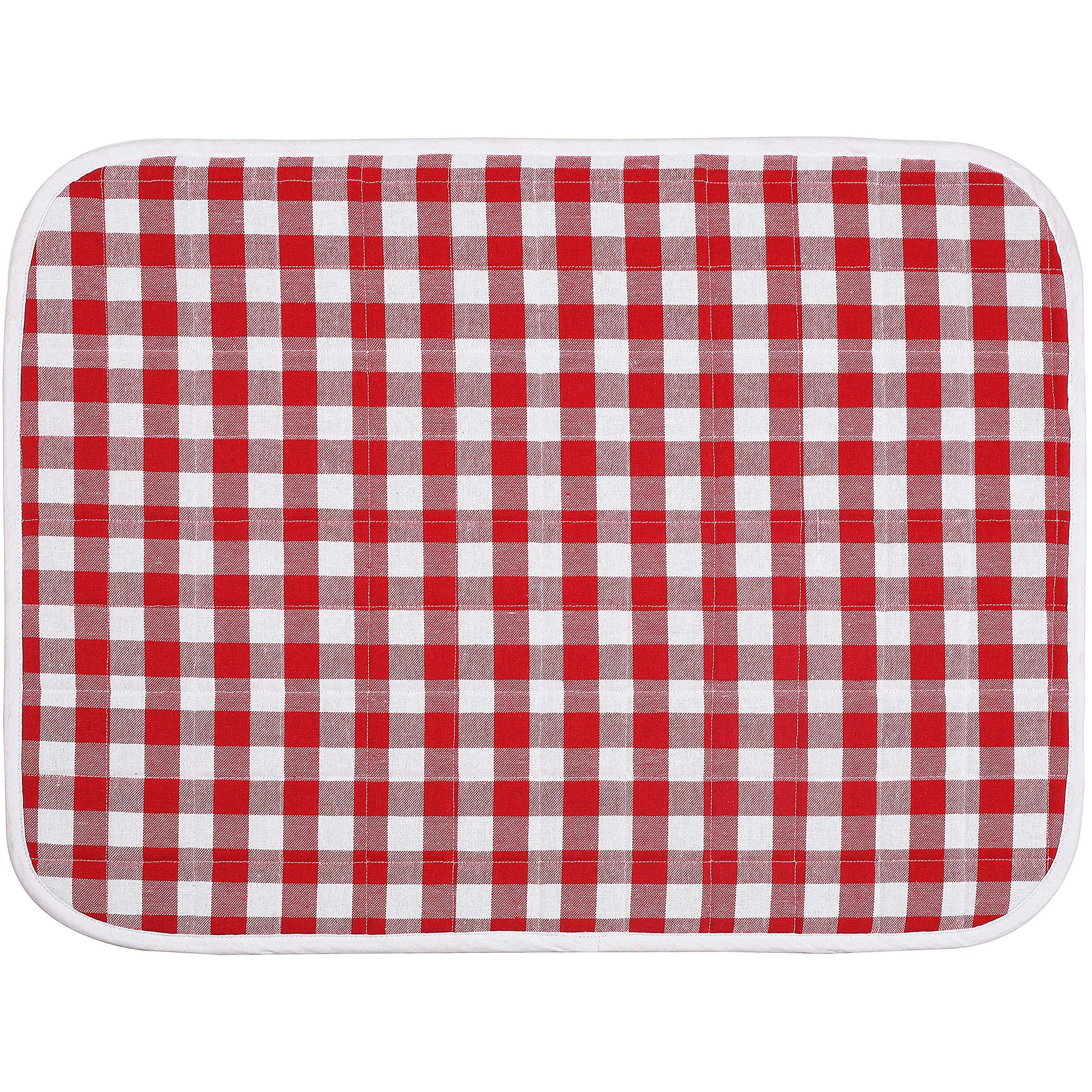 2-Piece Dish Drying Mat Set 16"&quotX18"" Buffalo Classic Check Plaid - Red,Dish Drying Mat,Buffalo Check Drying Mat,Buffalo Plaid Drying Mat,Plaid Drying Mat,Buffalo Plaid Dish Drying Mat