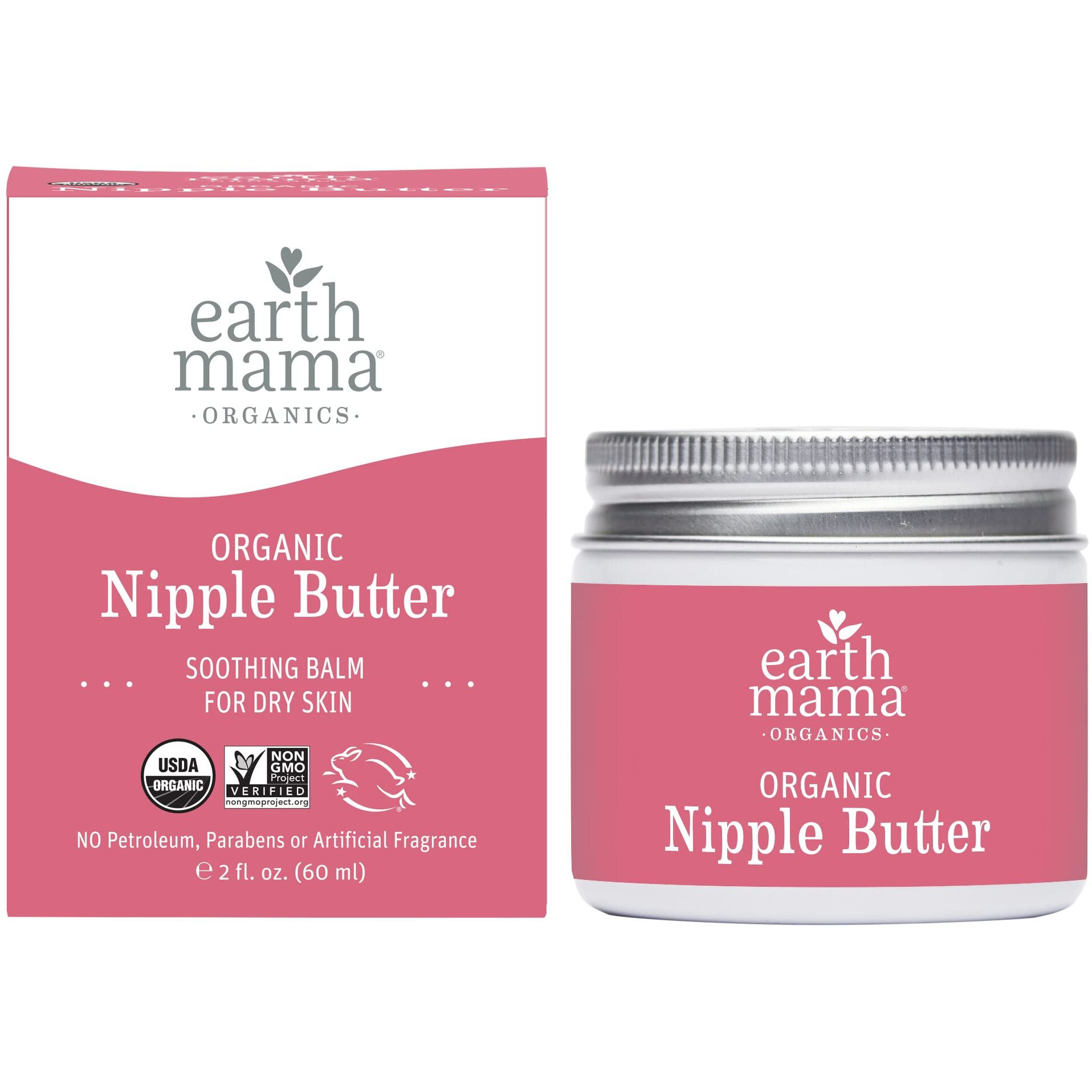 Earth Mama Organic Nipple Butter Breastfeeding Cream, Lanolin-Free, Safe For Nursing & Dry Skin, Non-Gmo Project Verified, 2 Fl Oz