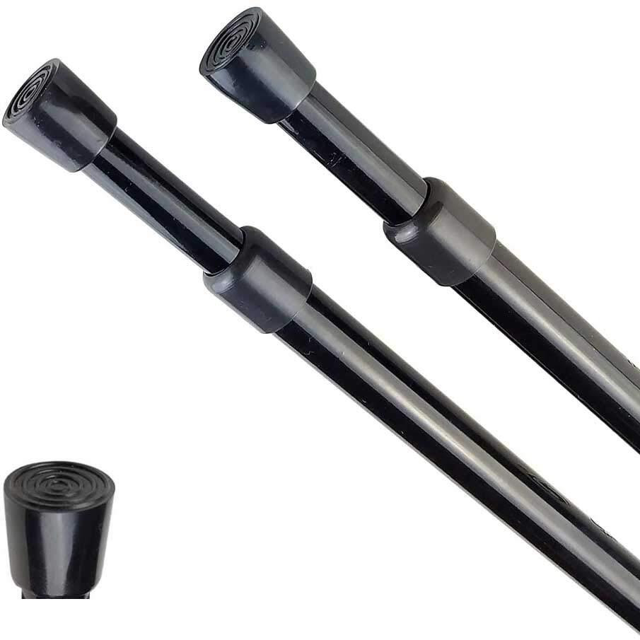 2Pcs Adjustable Tension Curtain Rod, 28 To 43 Inches Spring Rods Closet Rod Cupboard Bars Spring Loaded Curtain Rods Tensions Rod For Windows,Kitchen, Bathroom,Cupboard,Wardrobe (Black)