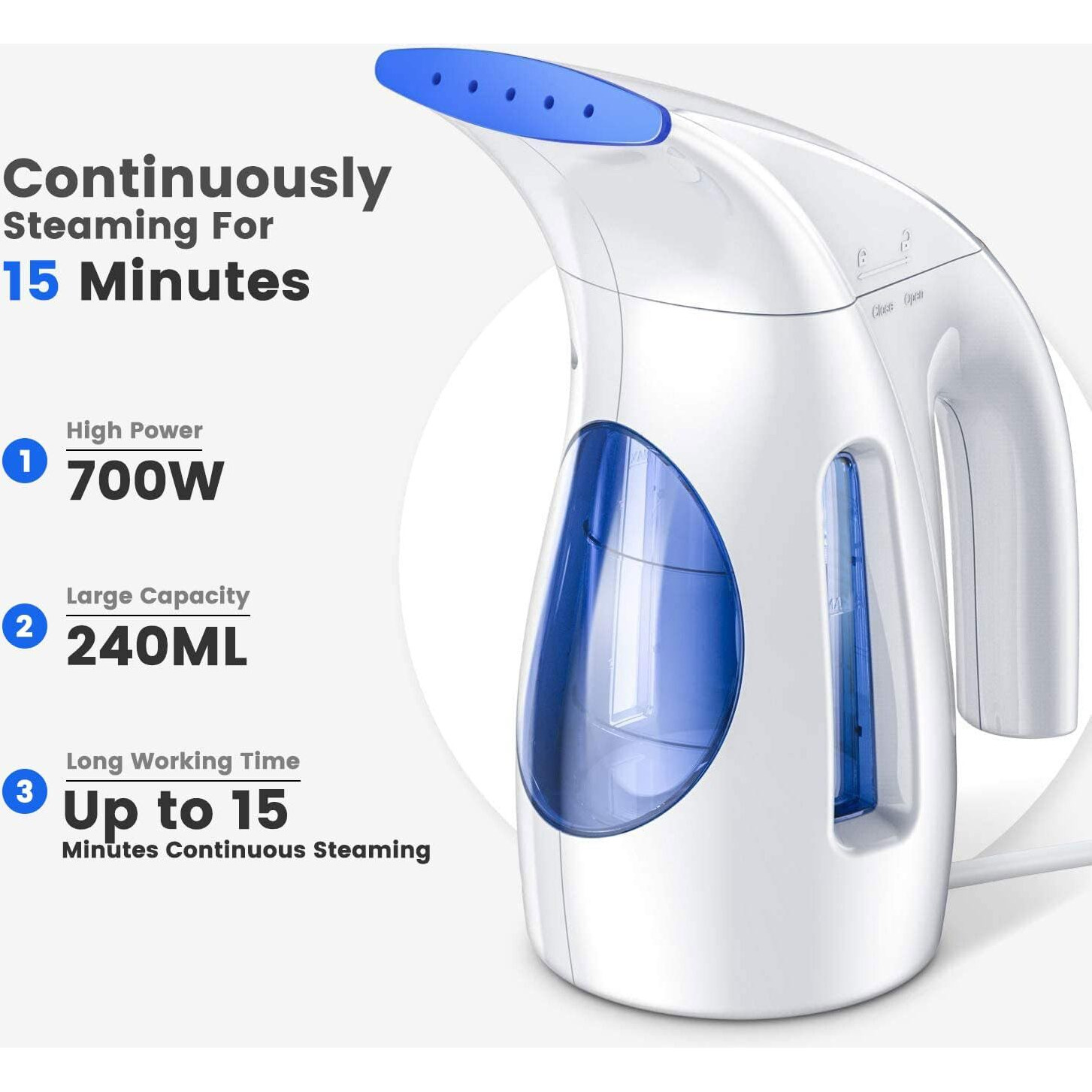 Hilife Steamer For Clothes, Portable Handheld Design, 240Ml Big Capacity, 700W, Strong Penetrating Steam, Removes Wrinkle, For Home, Office(Only For 120V)