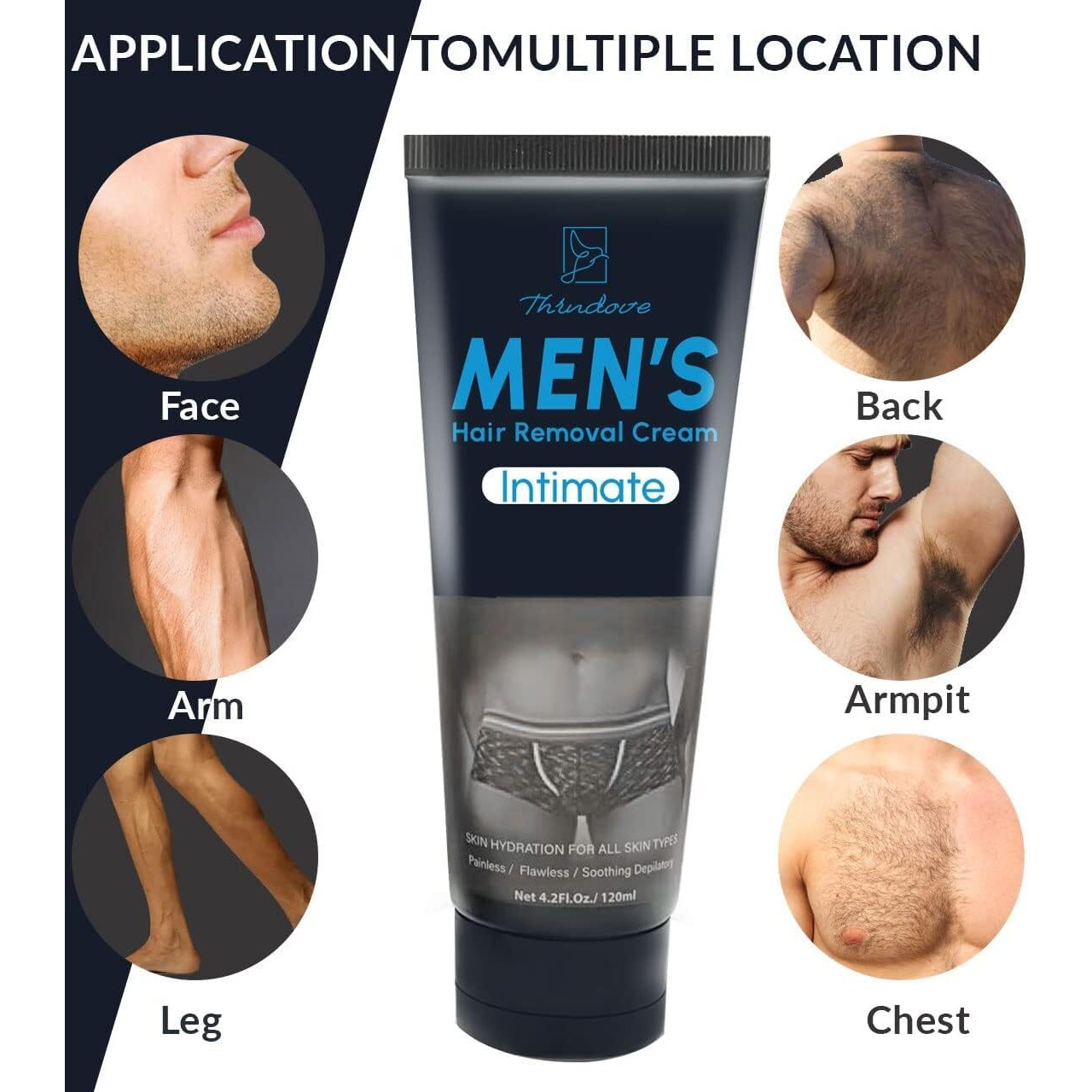 Intimate/Private Hair Removal Cream For Men, For Unwanted Male Hair In Private Area, Effective & Painless Depilatory Cream, Suitable For All Skin Types