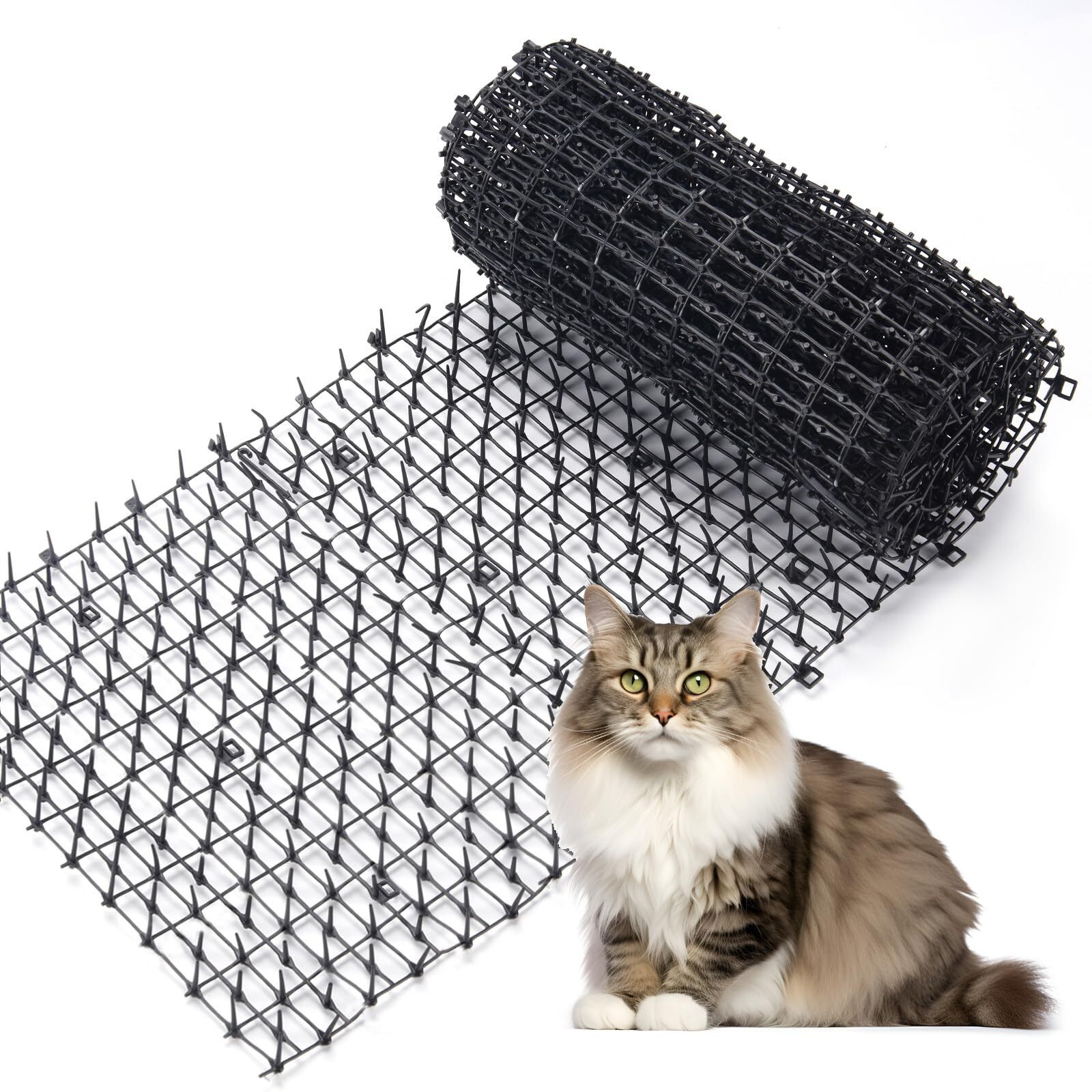 Oceanpax 6.5Ft Scat Mat For Cats With Spikes, Prickle Strips Network Digging Stopper Outdoor Spike Deterrent Mat, 78 Inch X 11 Inch