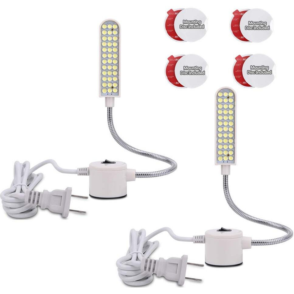 Harmiey Sewing Machine Light (36Leds) Gooseneck Work Light With Magnetic Mounting Base, White Soft Light For Lathes, Drill Presses, Workbenches (2Pack)