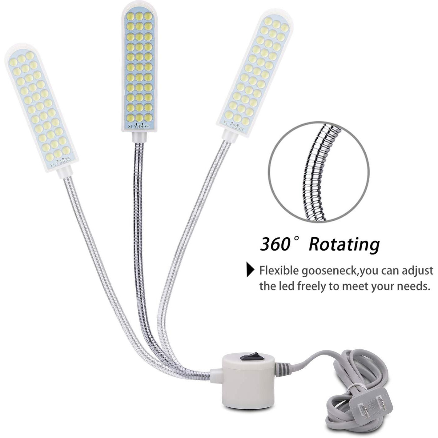 Harmiey Sewing Machine Light (36Leds) Gooseneck Work Light With Magnetic Mounting Base, White Soft Light For Lathes, Drill Presses, Workbenches (2Pack)