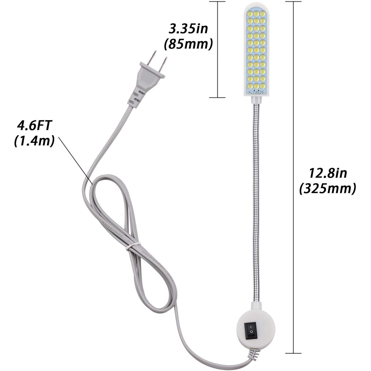 Harmiey Sewing Machine Light (36Leds) Gooseneck Work Light With Magnetic Mounting Base, White Soft Light For Lathes, Drill Presses, Workbenches (2Pack)