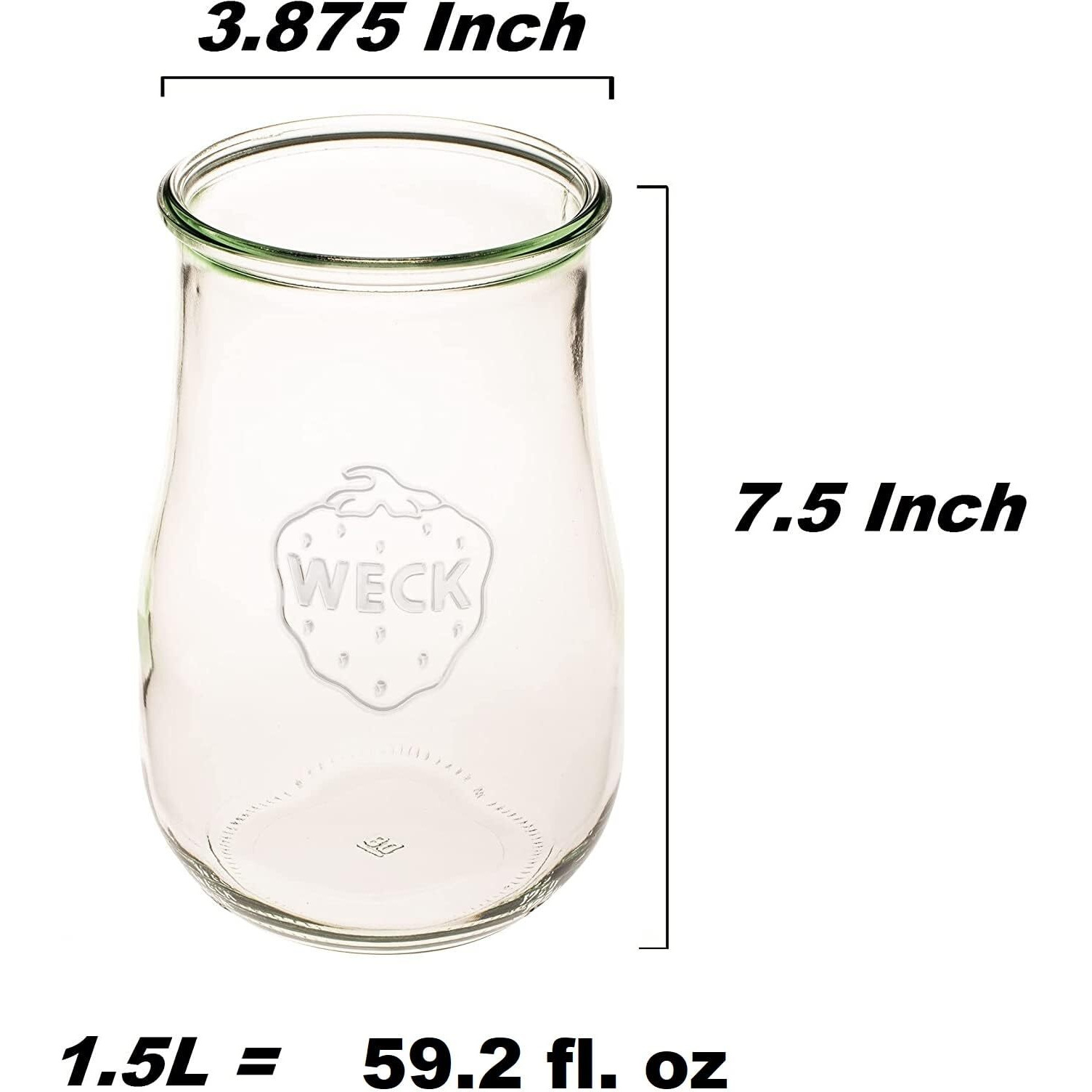 Weck Jars - Weck Tulip Jars 1.5 Liter- Large Glass Jars For Sourdough - Starter Jar With Glass Lid - Wide Mouth - Suitable For Canning And Storage - (1 Jar)