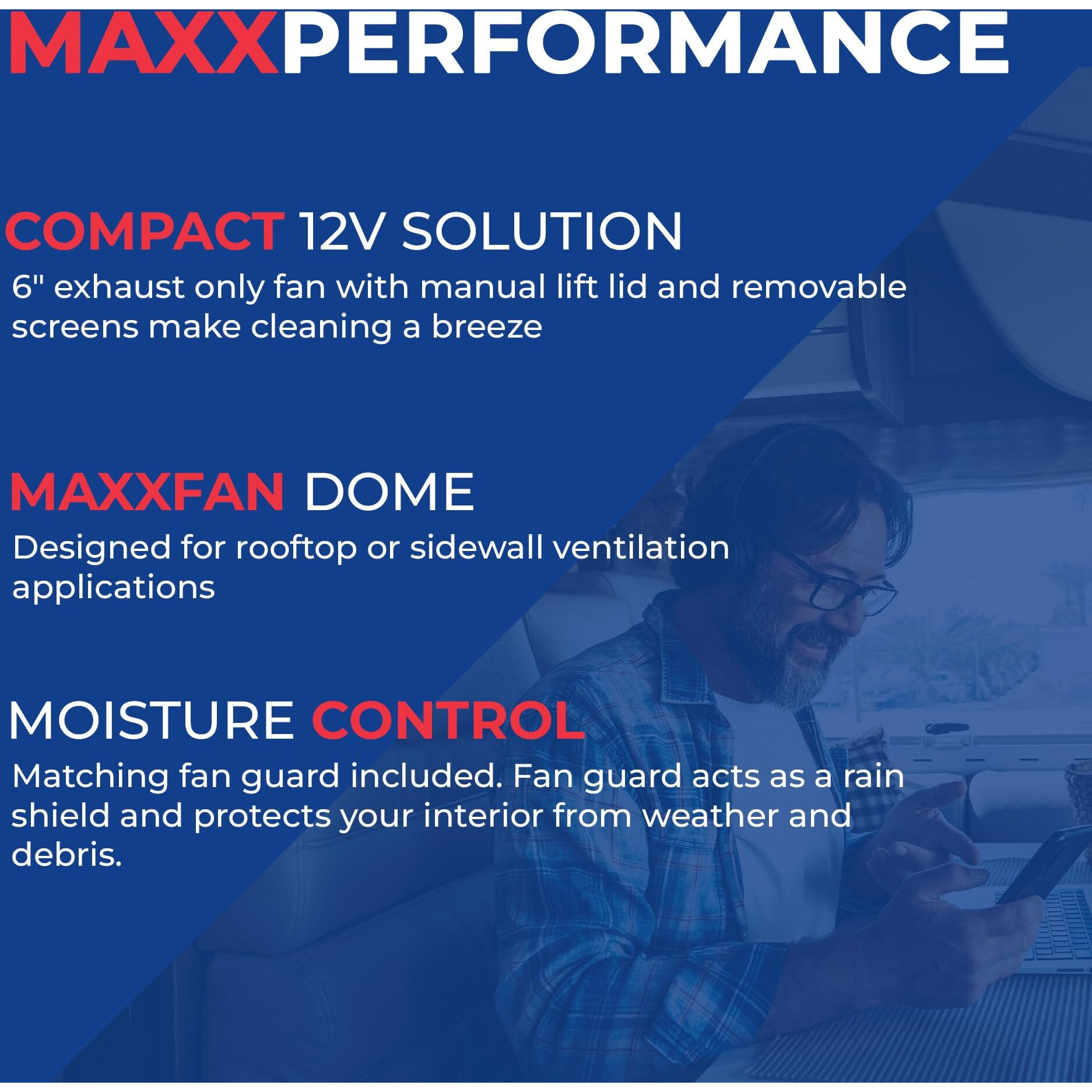 Maxx Air 00-03810B Fan Dome, 6"" Fan, Black